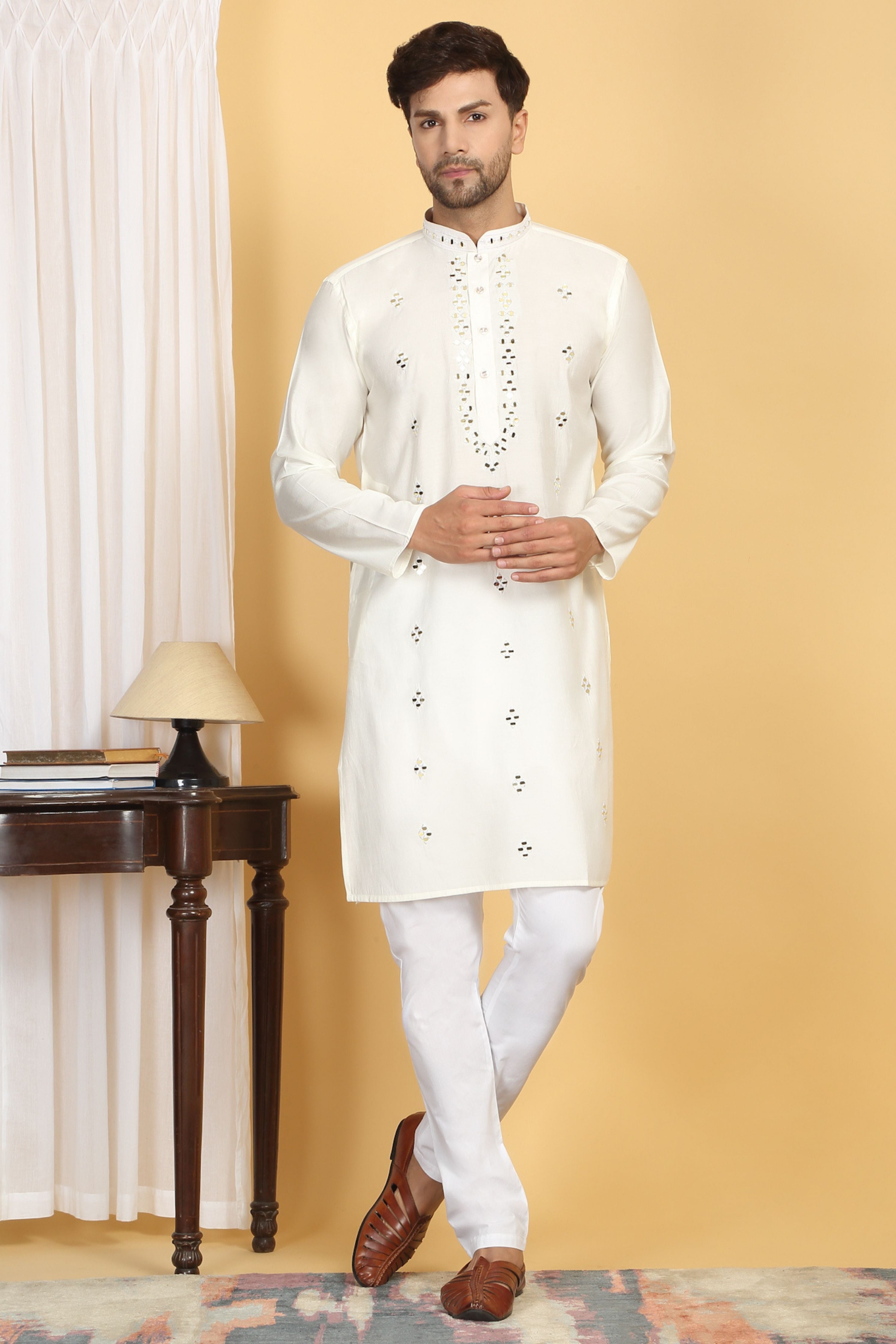 Swarna Mirror Embroidery Work Kurta Set