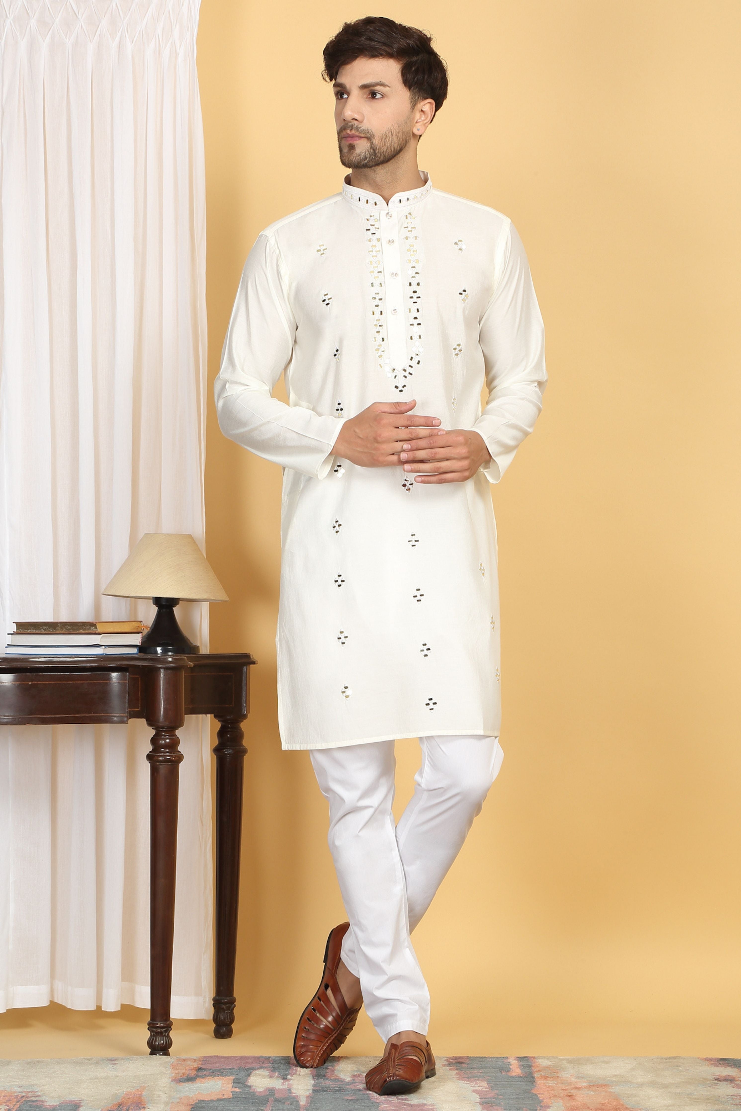 Swarna Mirror Embroidery Work Kurta Set