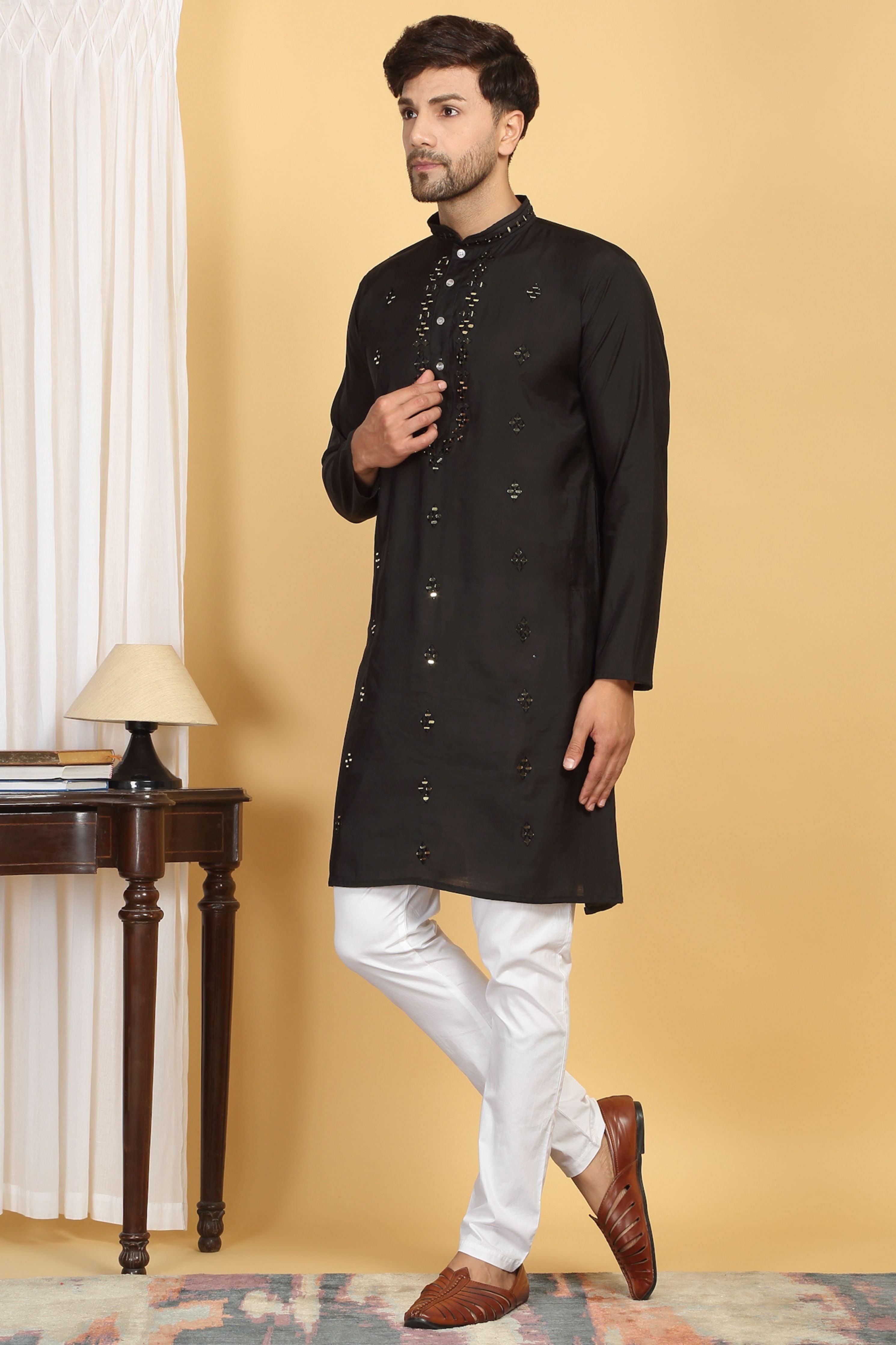 Swarna Mirror Embroidery Work Kurta Set