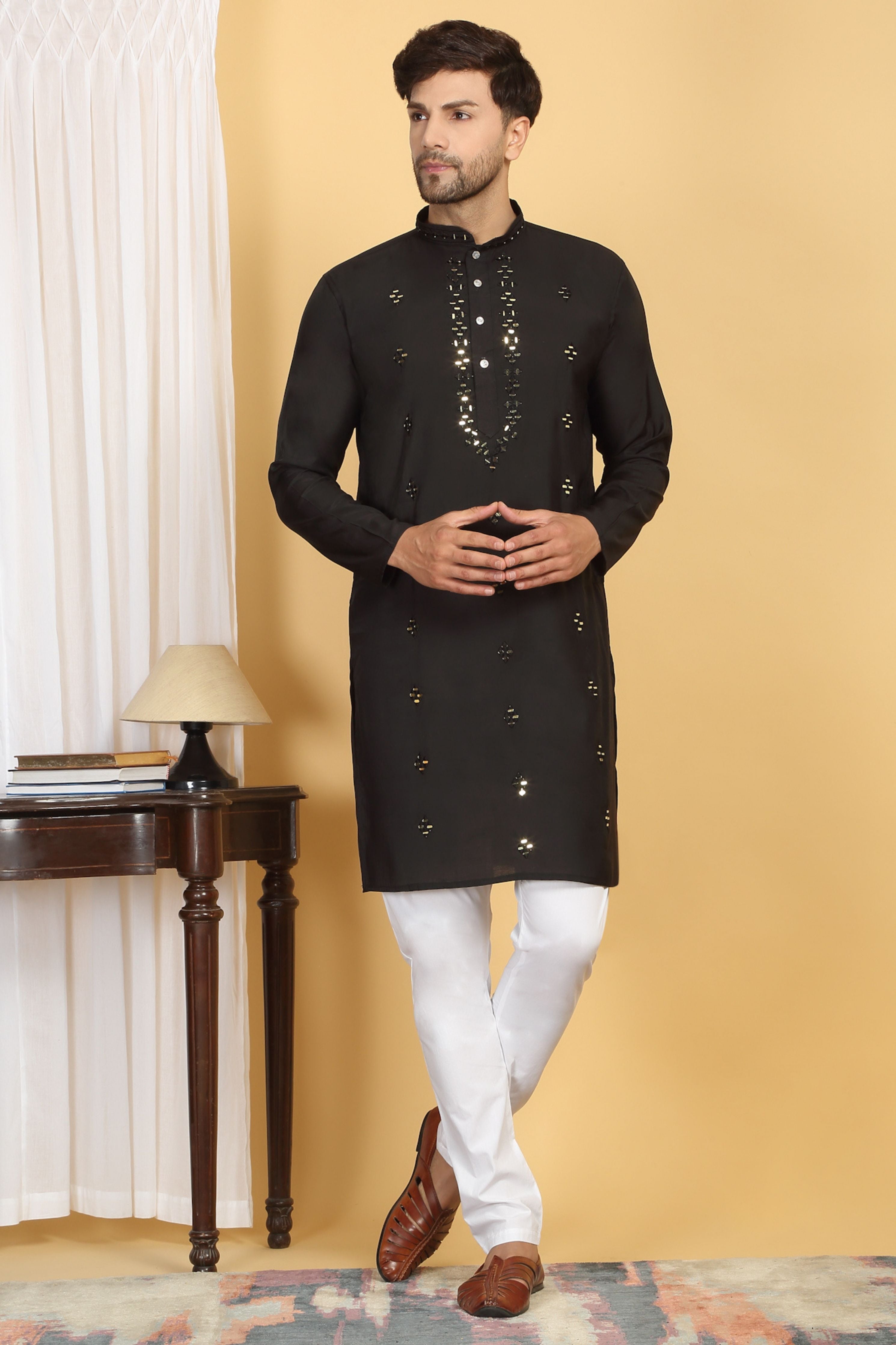 Swarna Mirror Embroidery Work Kurta Set