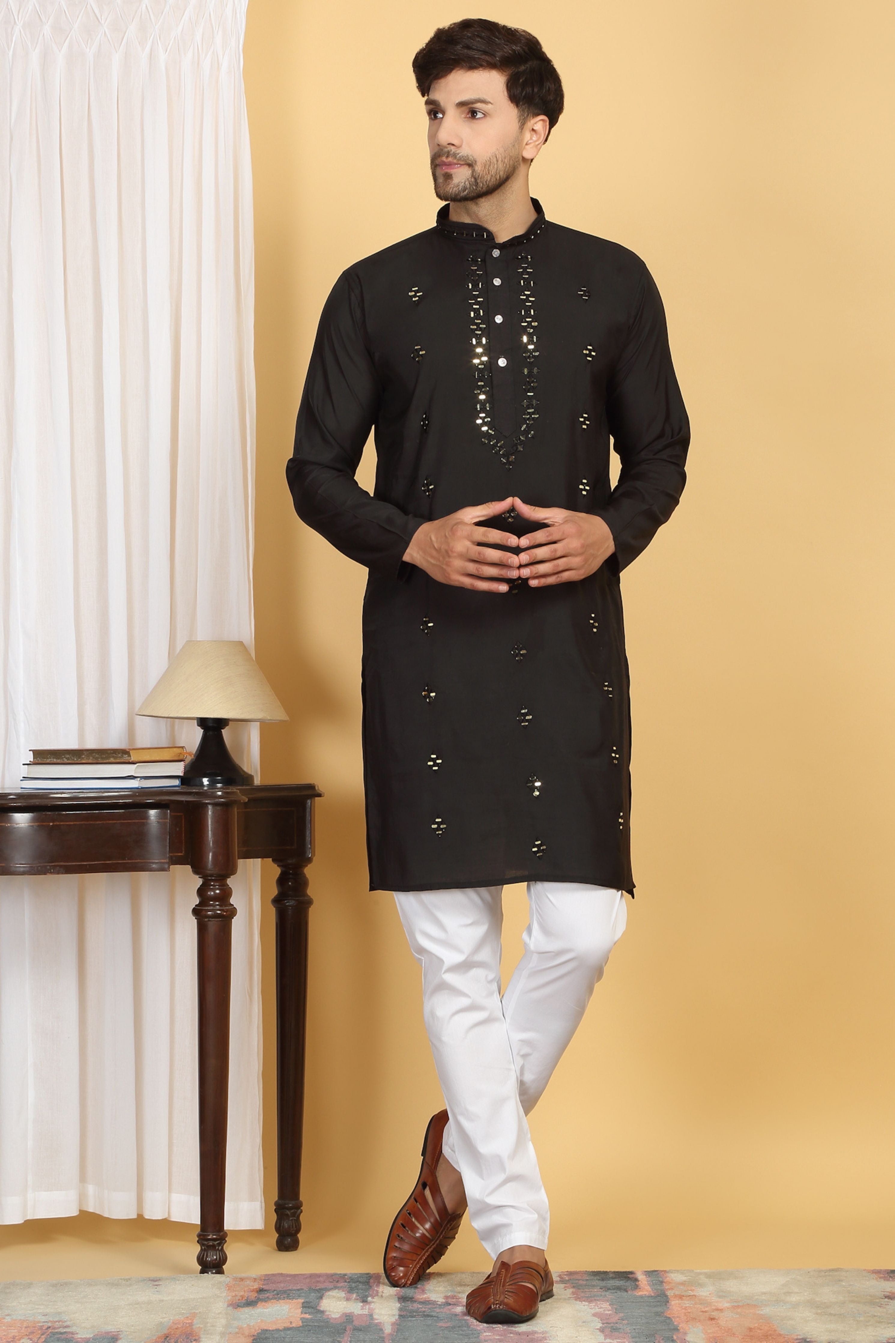 Swarna Mirror Embroidery Work Kurta Set