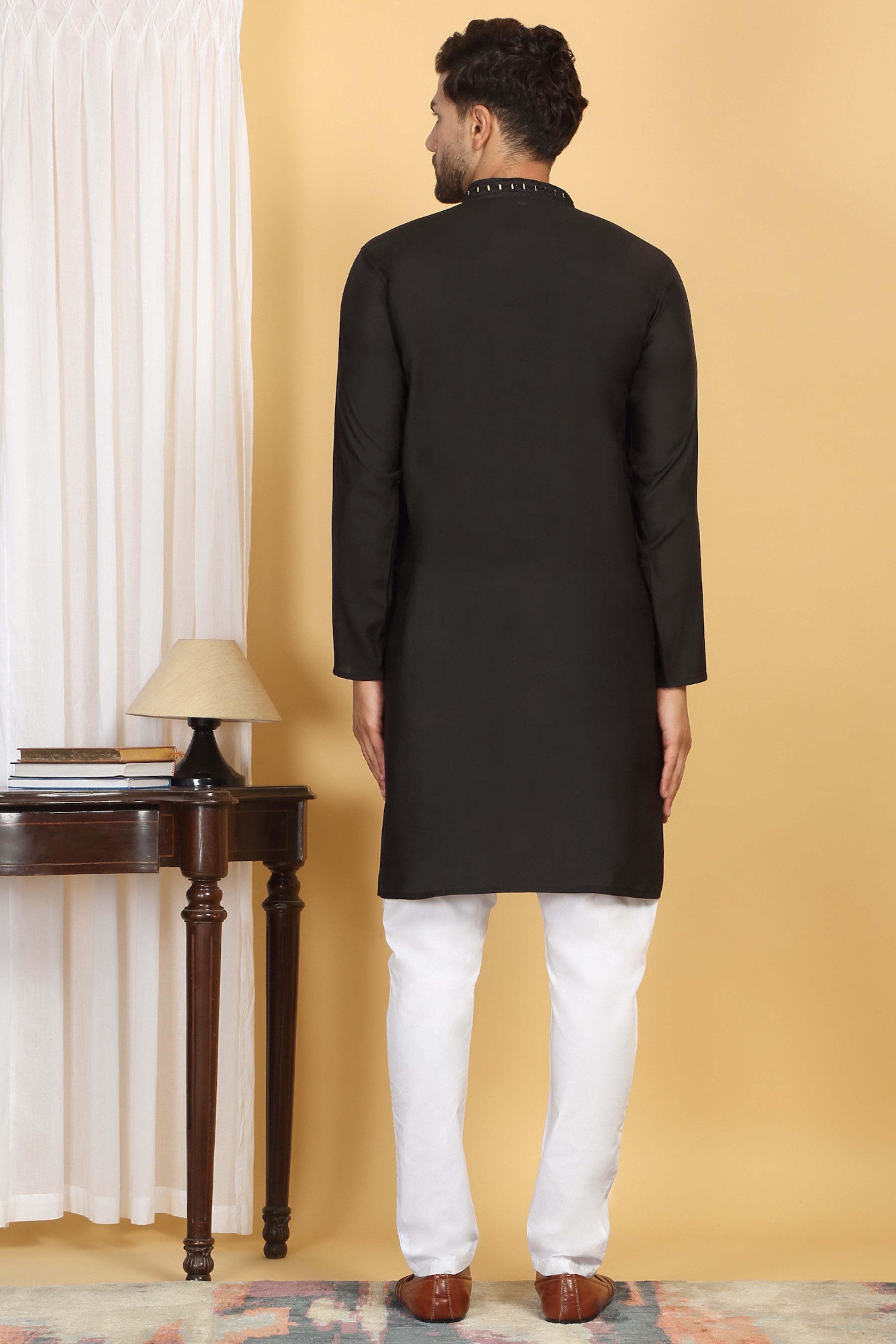 Swarna Black Mirror Embroidery Work Kurta Set