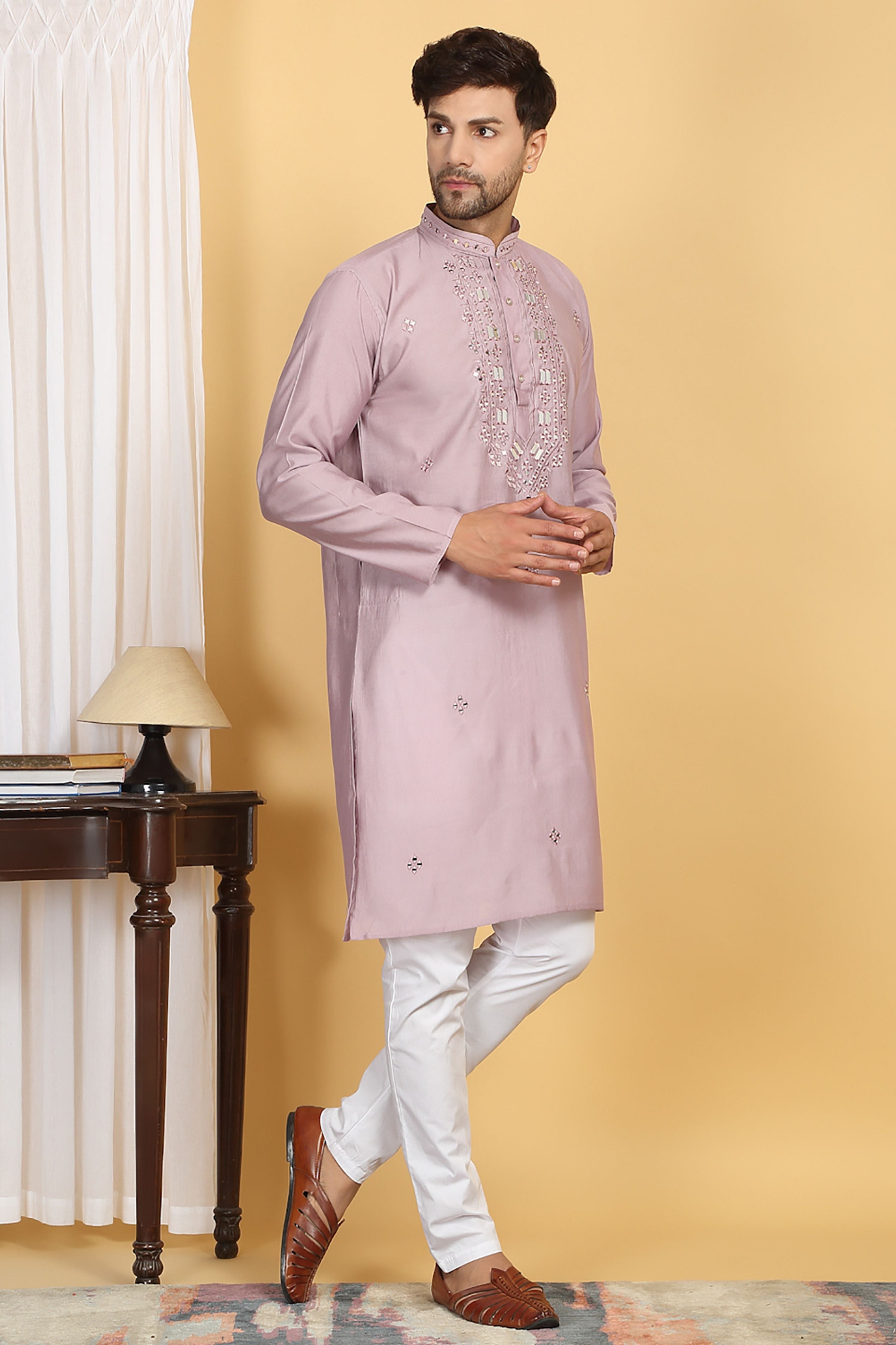 Rajat Mirror Embroidery Work Kurta Set