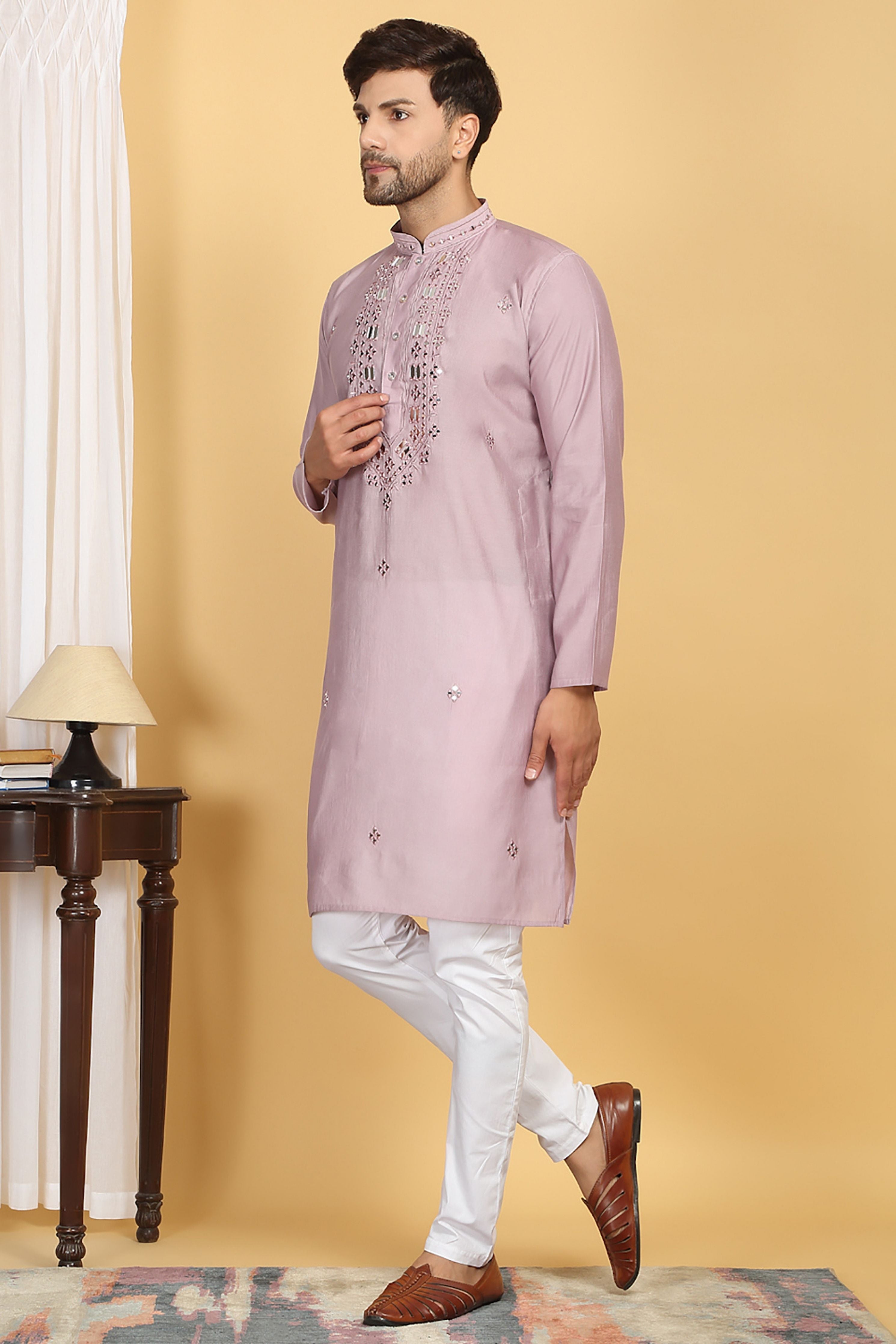 Rajat Mirror Embroidery Work Kurta Set