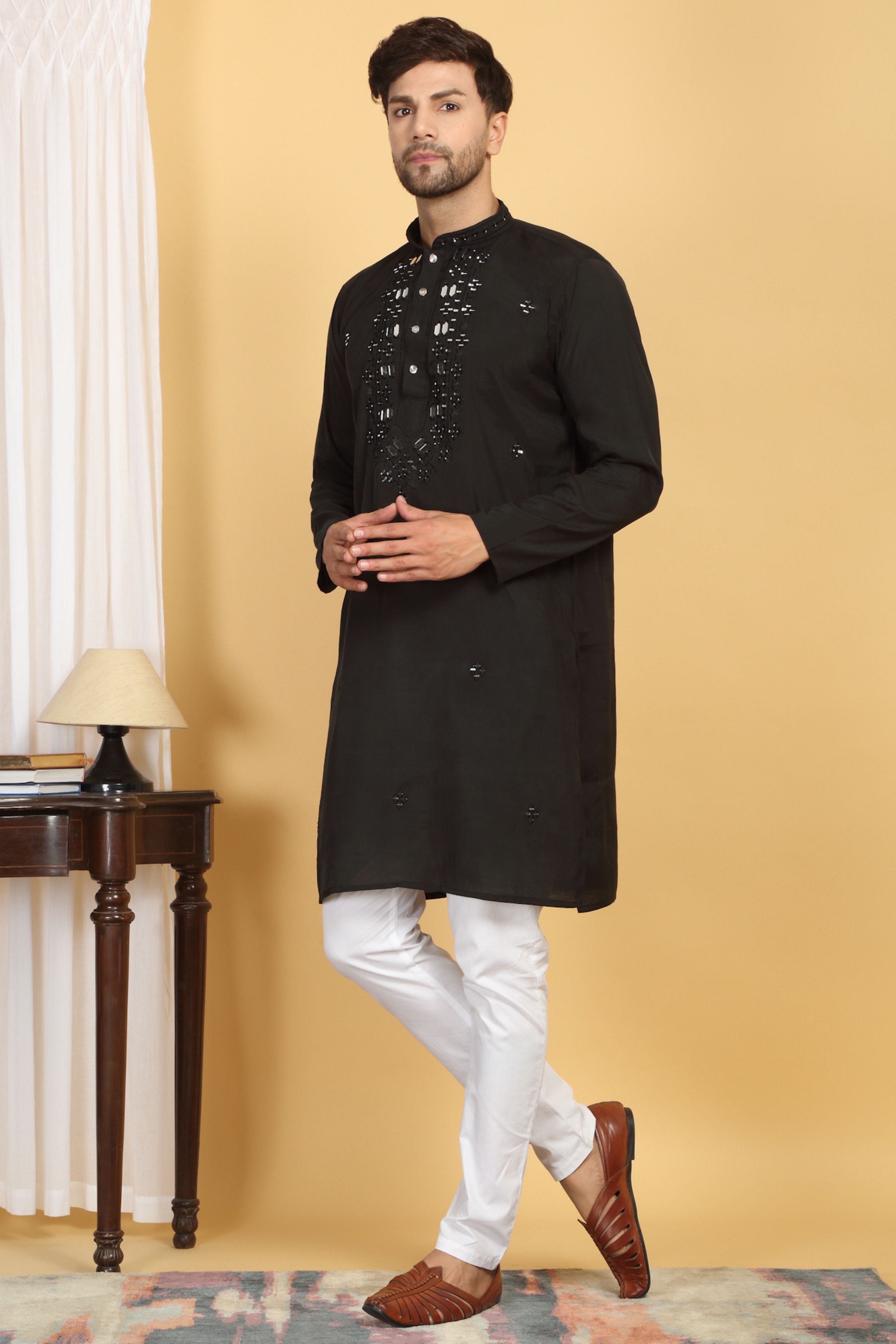 Rajat Mirror Embroidery Work Kurta Set