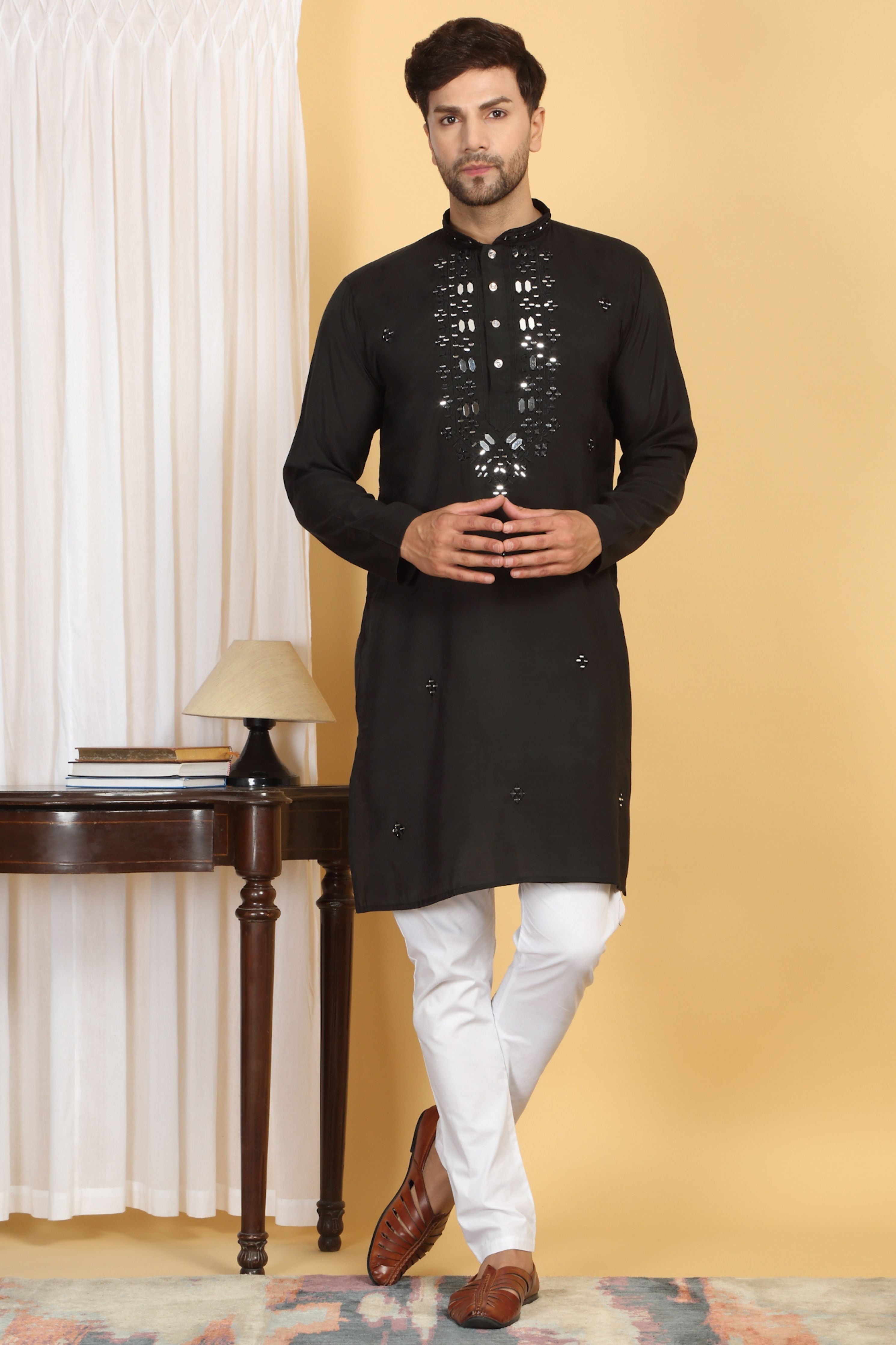 Rajat Mirror Embroidery Work Kurta Set