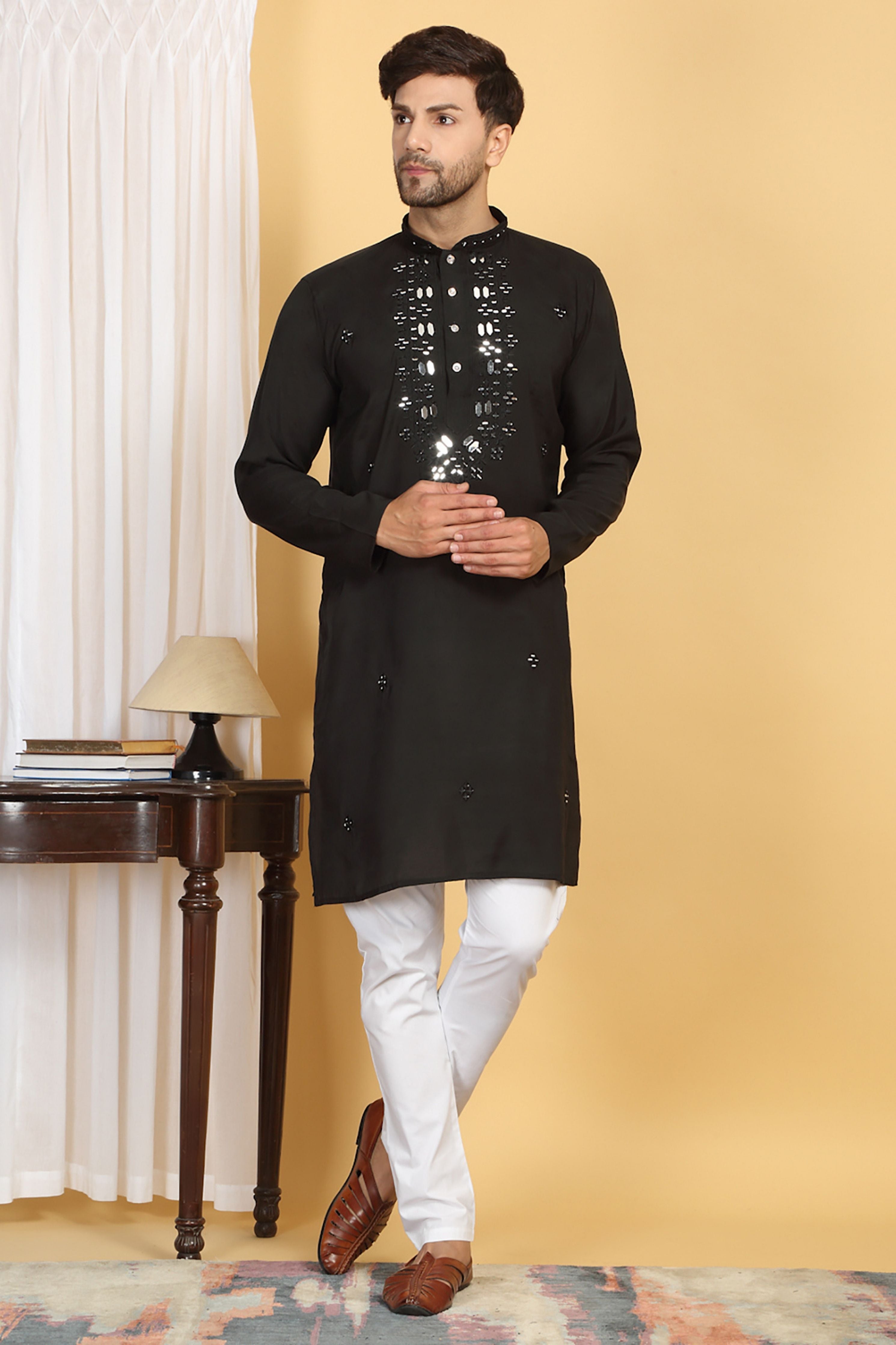 Rajat Mirror Embroidery Work Kurta Set