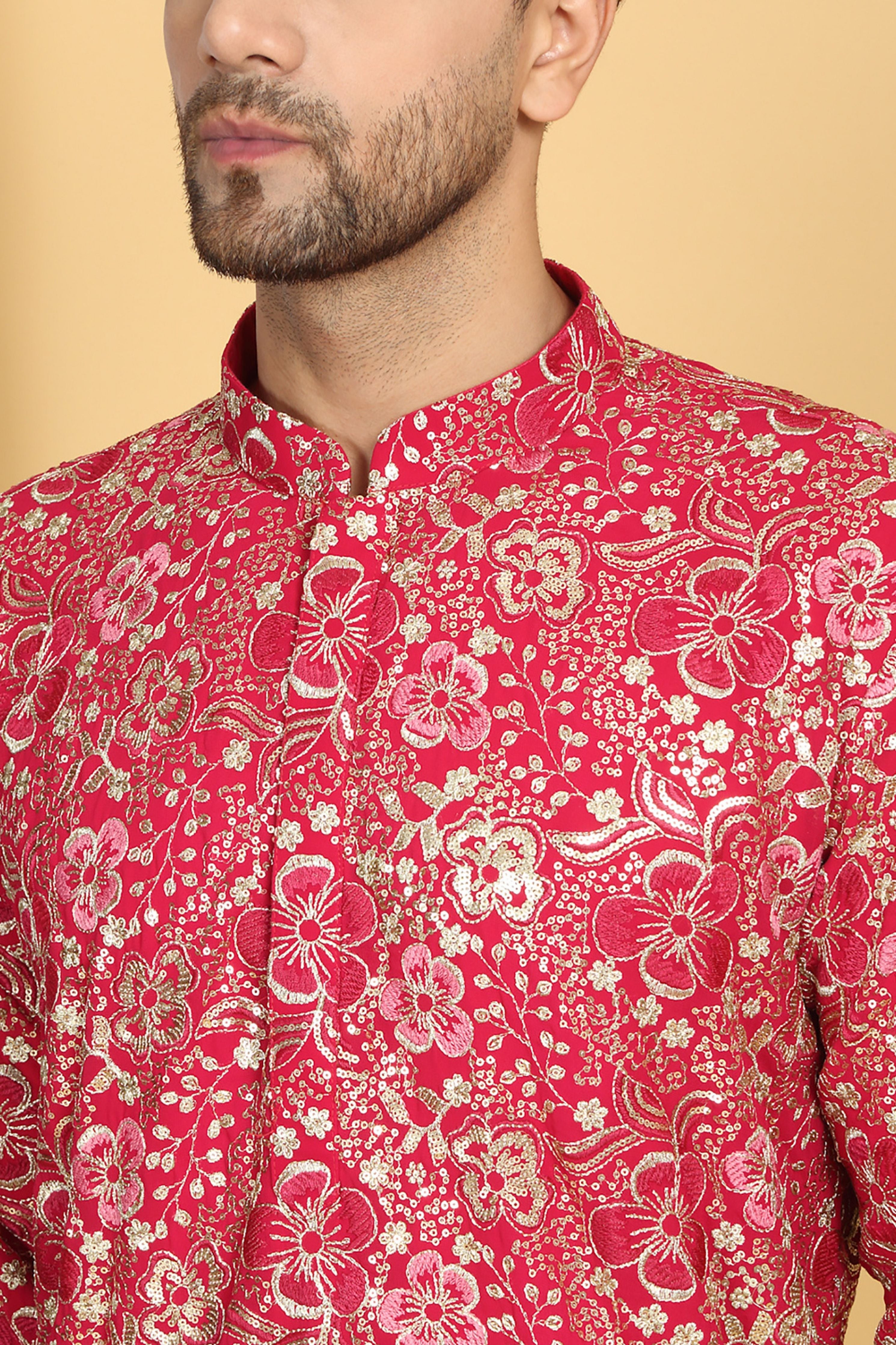 Divyakriti Dark Pink Embroidered Kurta Set