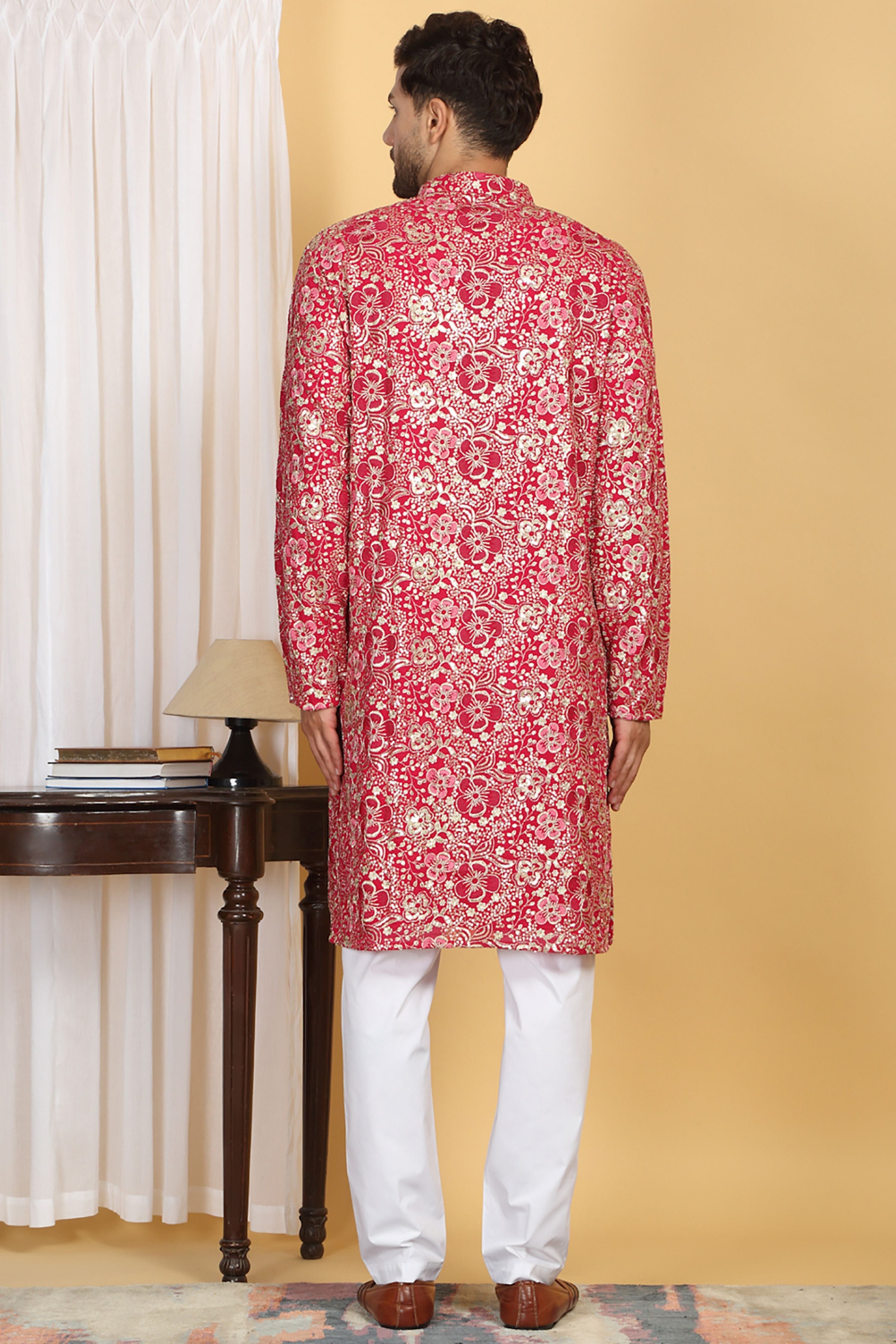 Divyakriti Dark Pink Embroidered Kurta Set