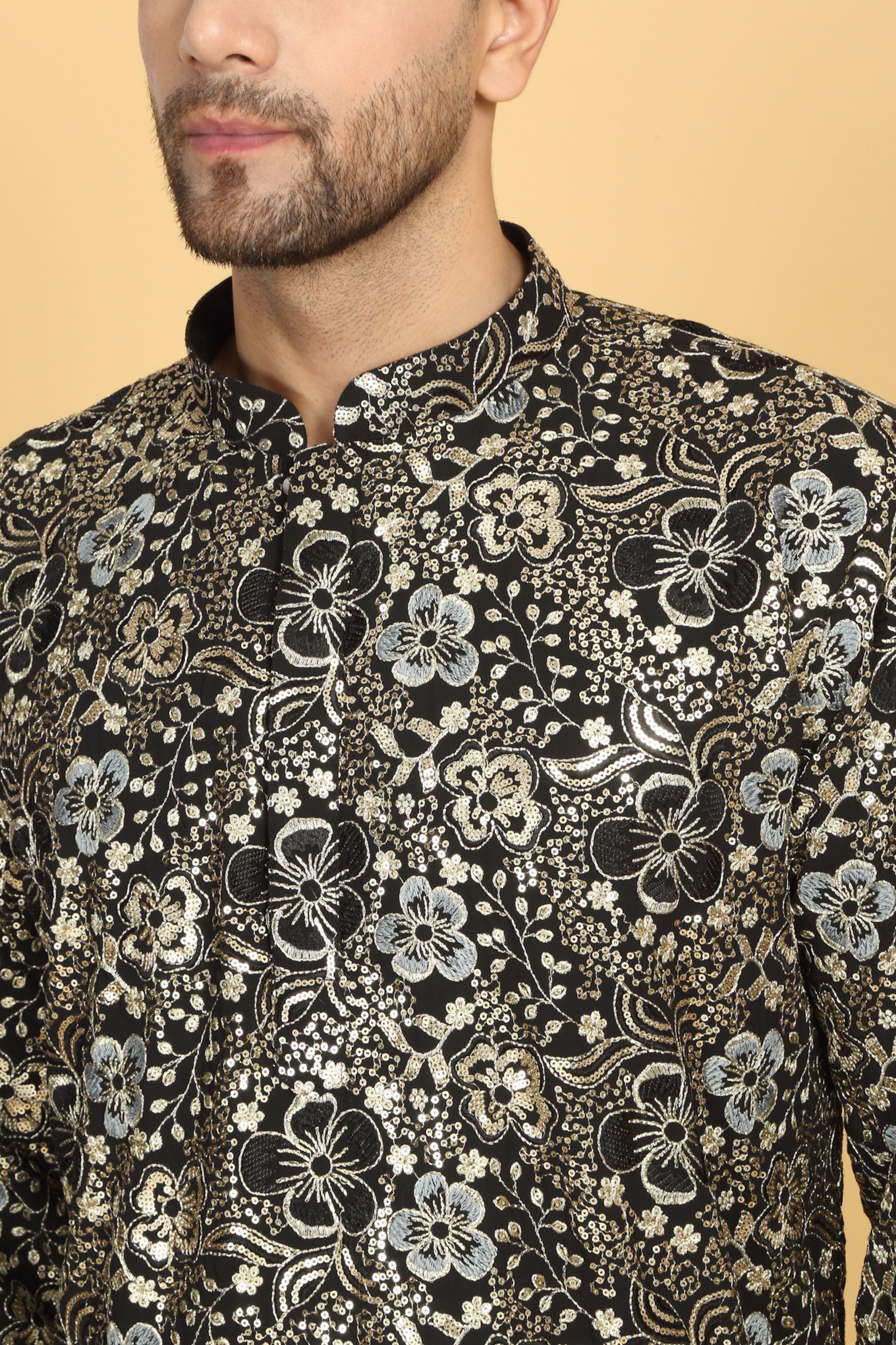 Divyakriti Black Embroidered Kurta Set