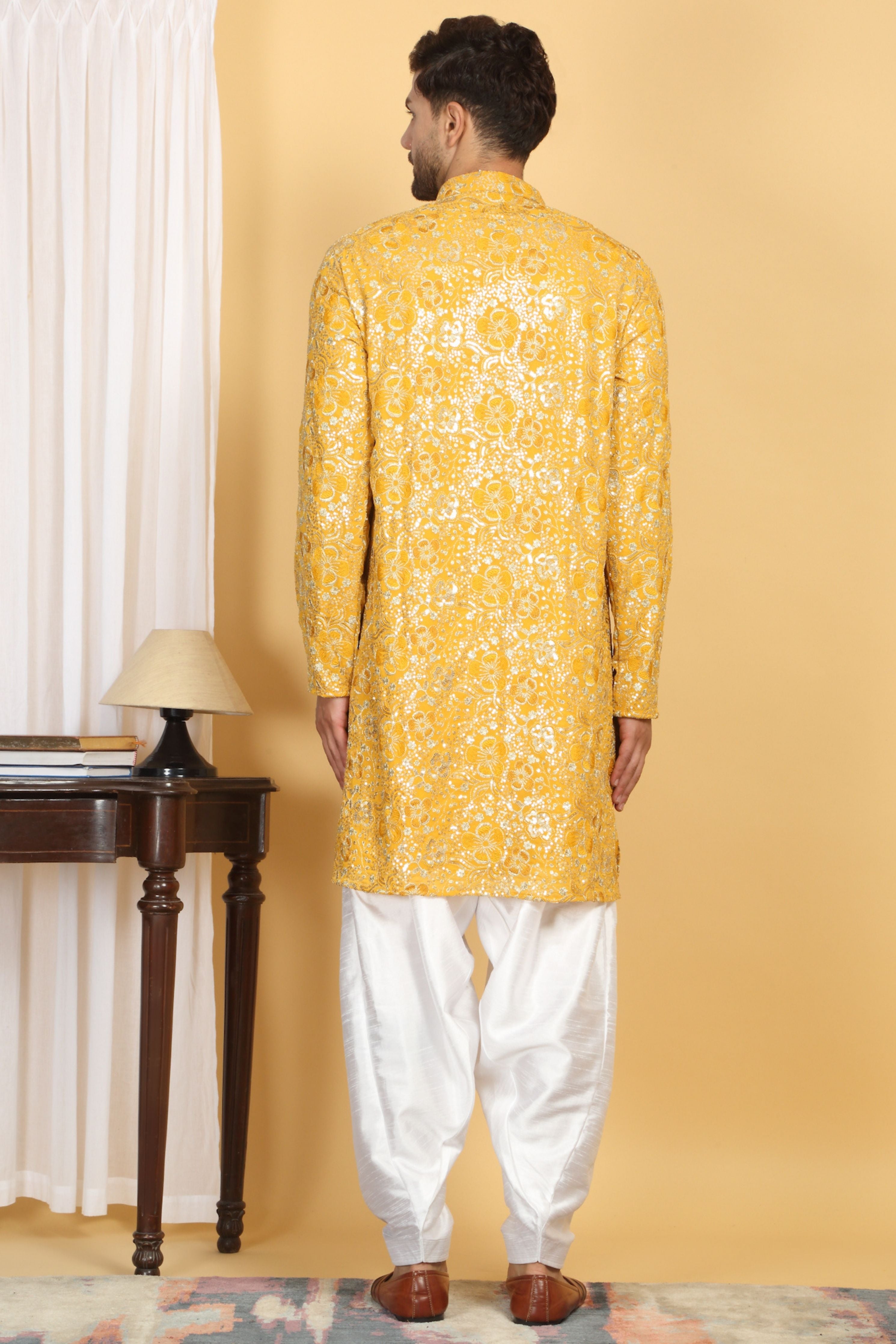 Divyakriti Yellow Embroidered Kurta Set