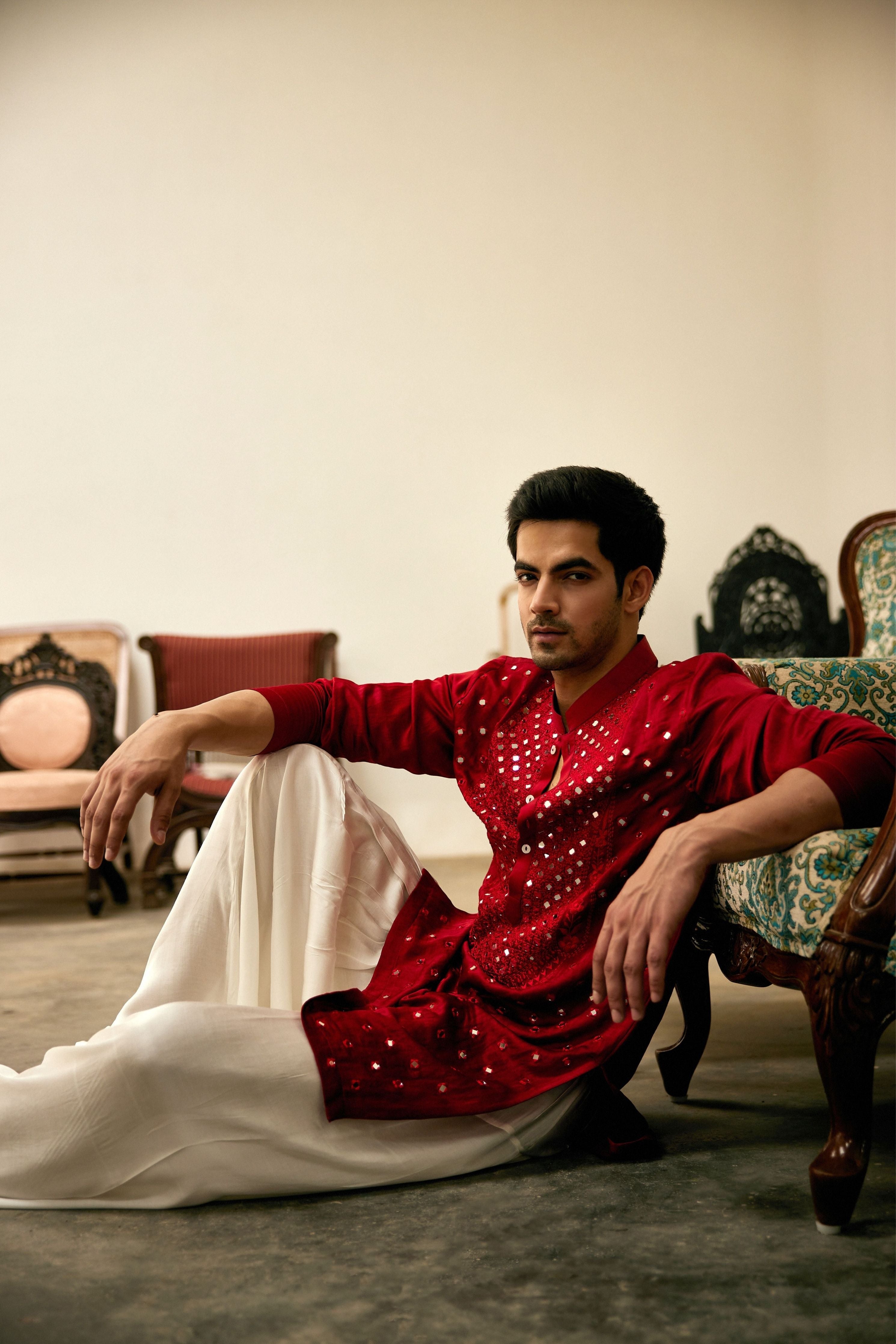 Ansari Mirror Embroidered Kurta set