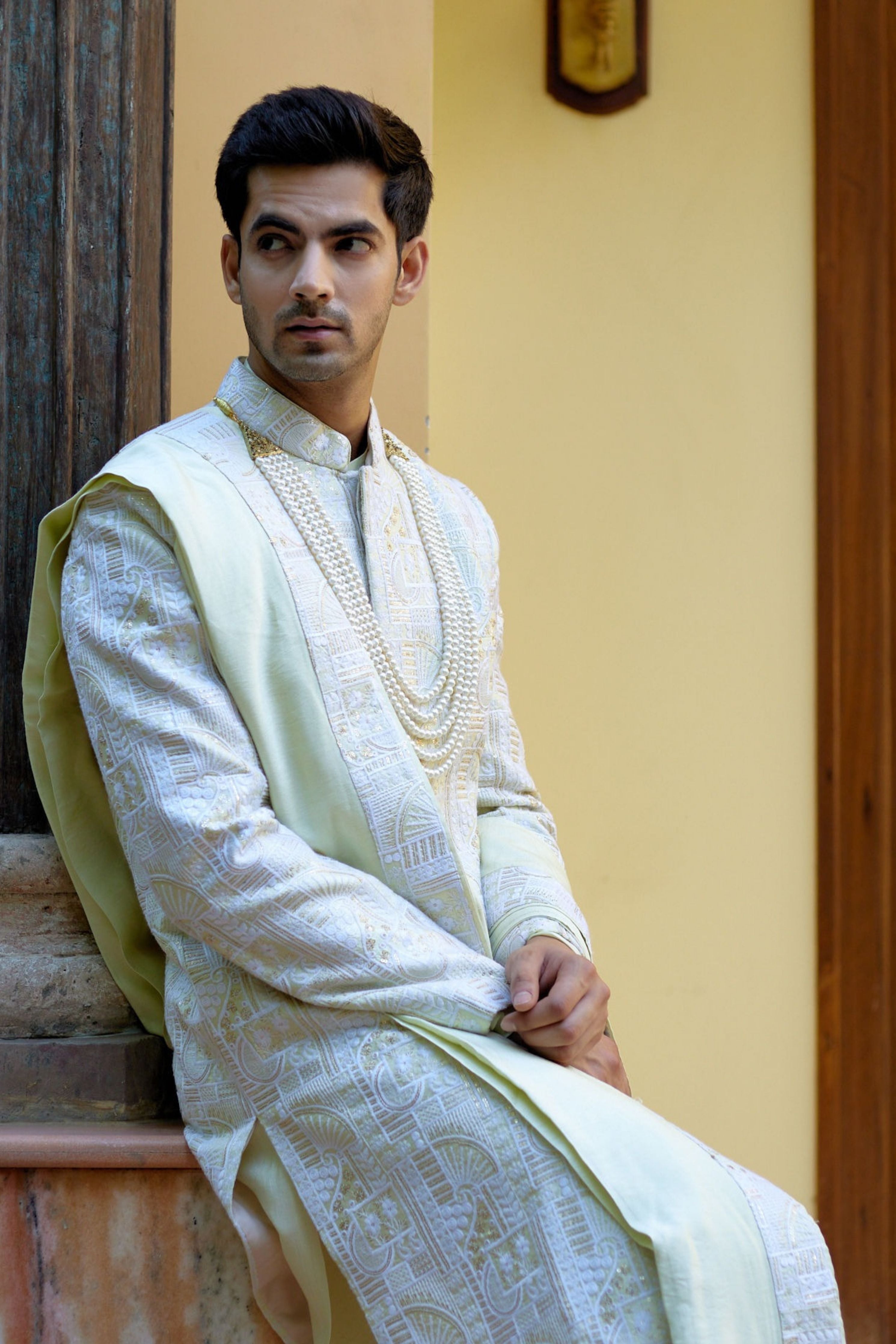 Zahid Sherwani Mint Green