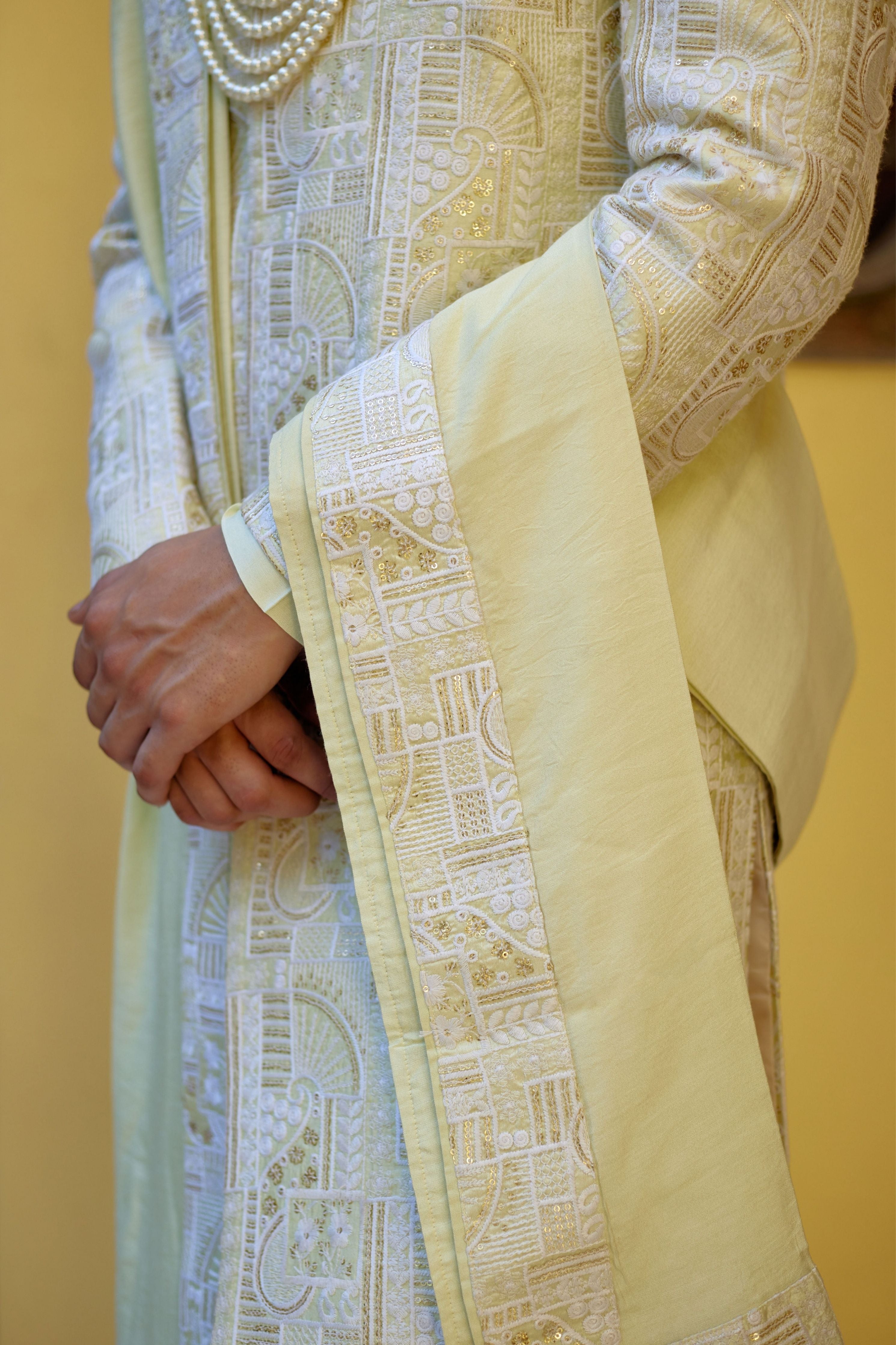 Zahid Sherwani Mint Green