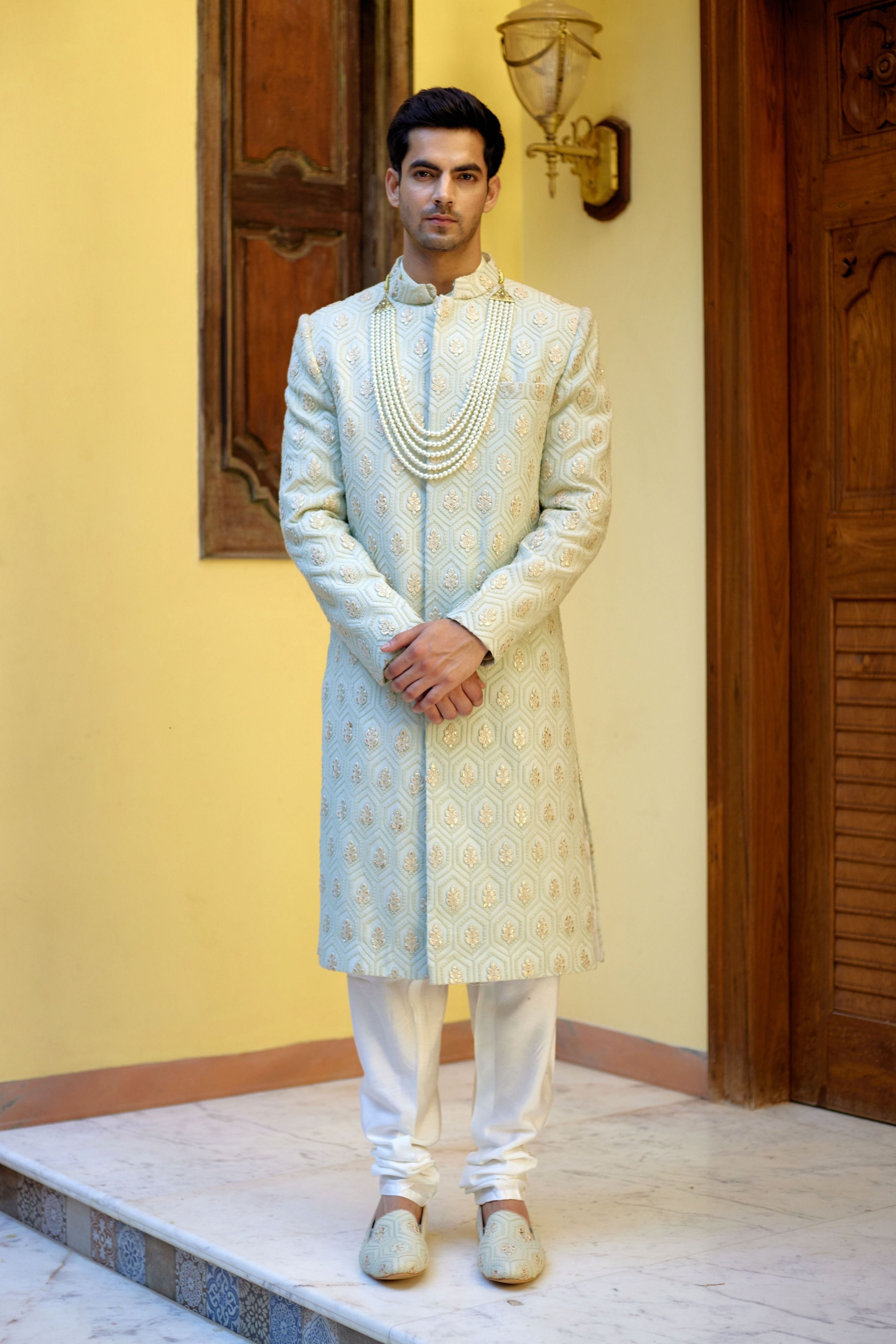 Fahad Sherwani Mint Green