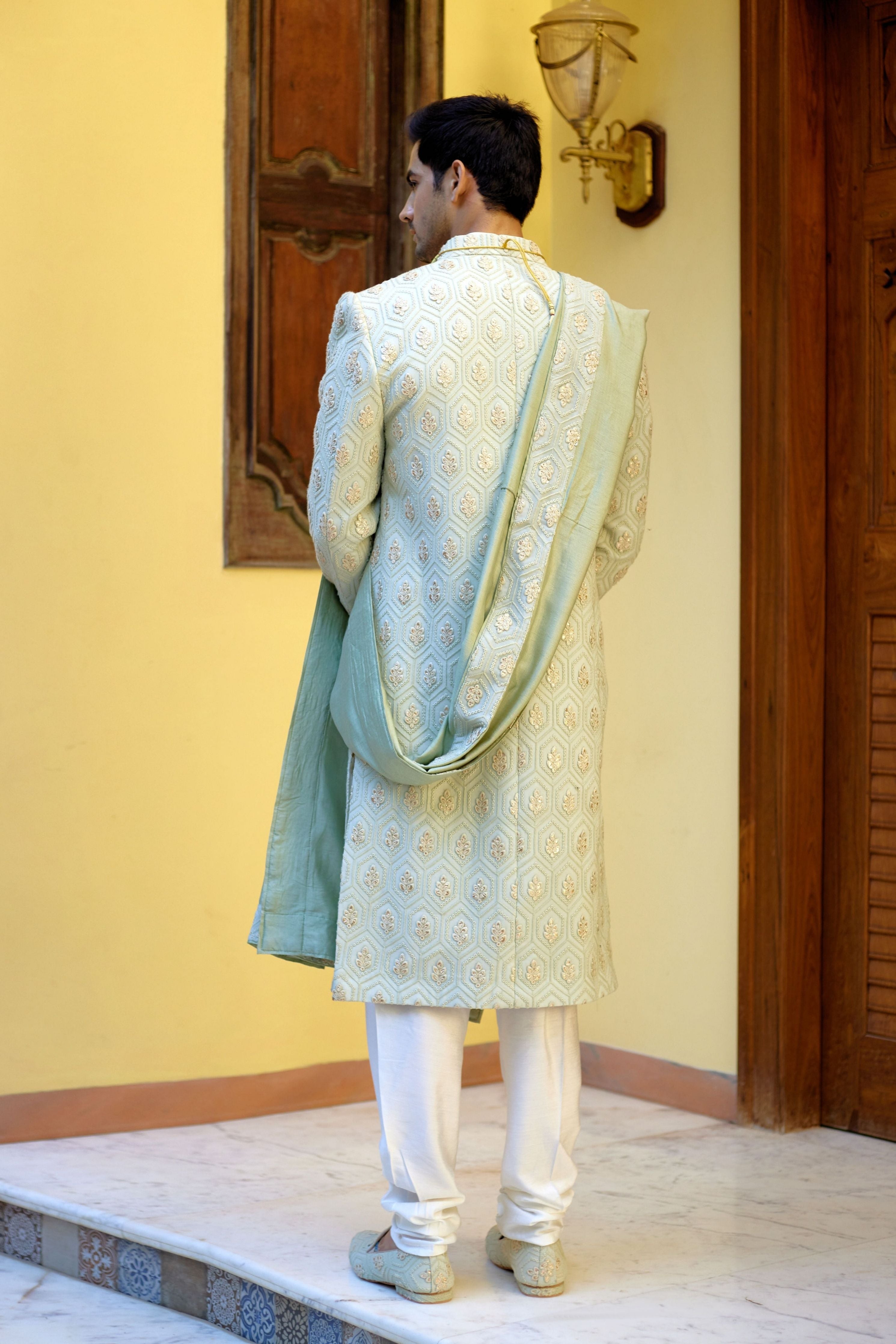 Fahad Sherwani Mint Green