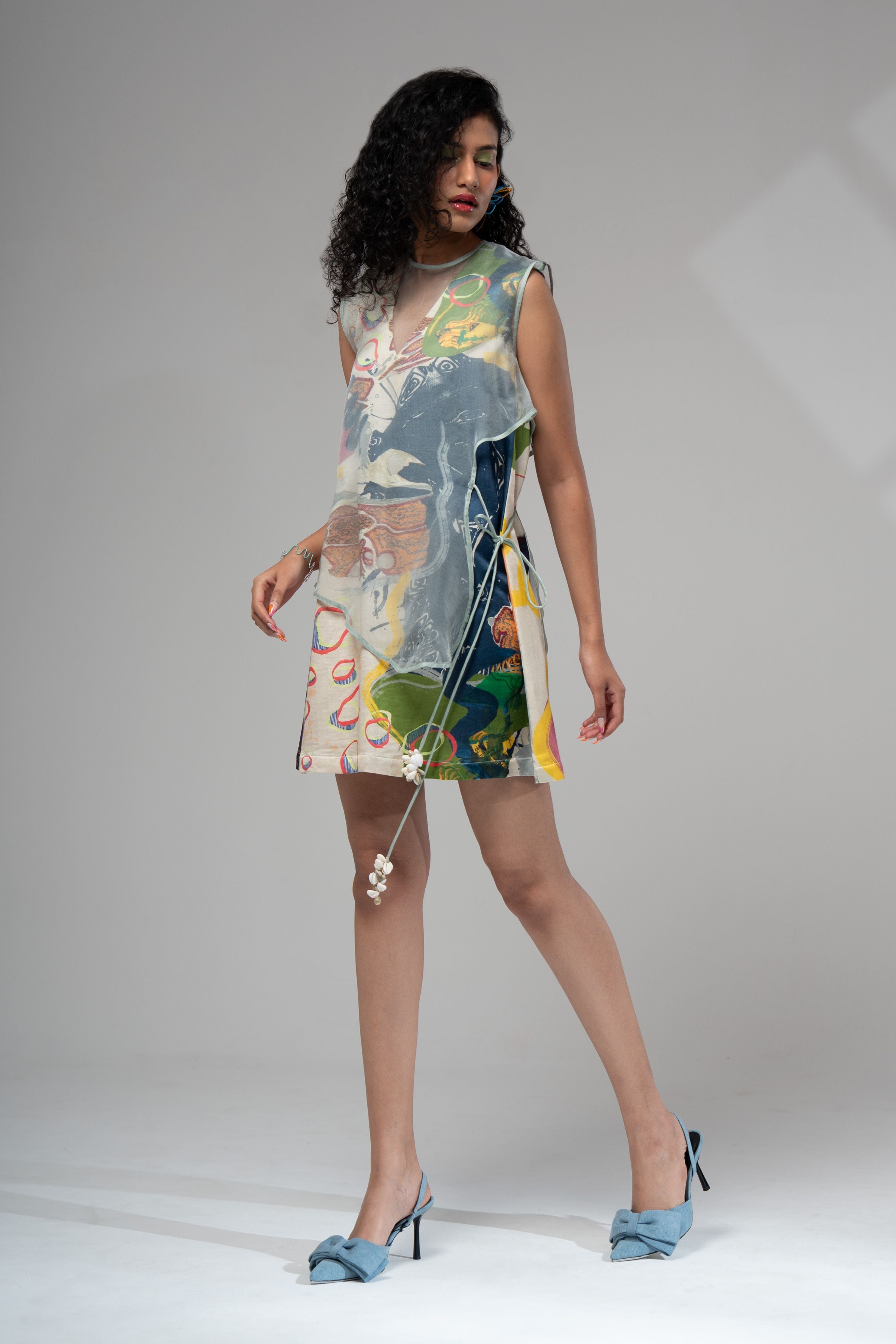 Milo Short Dress With Organza Bib