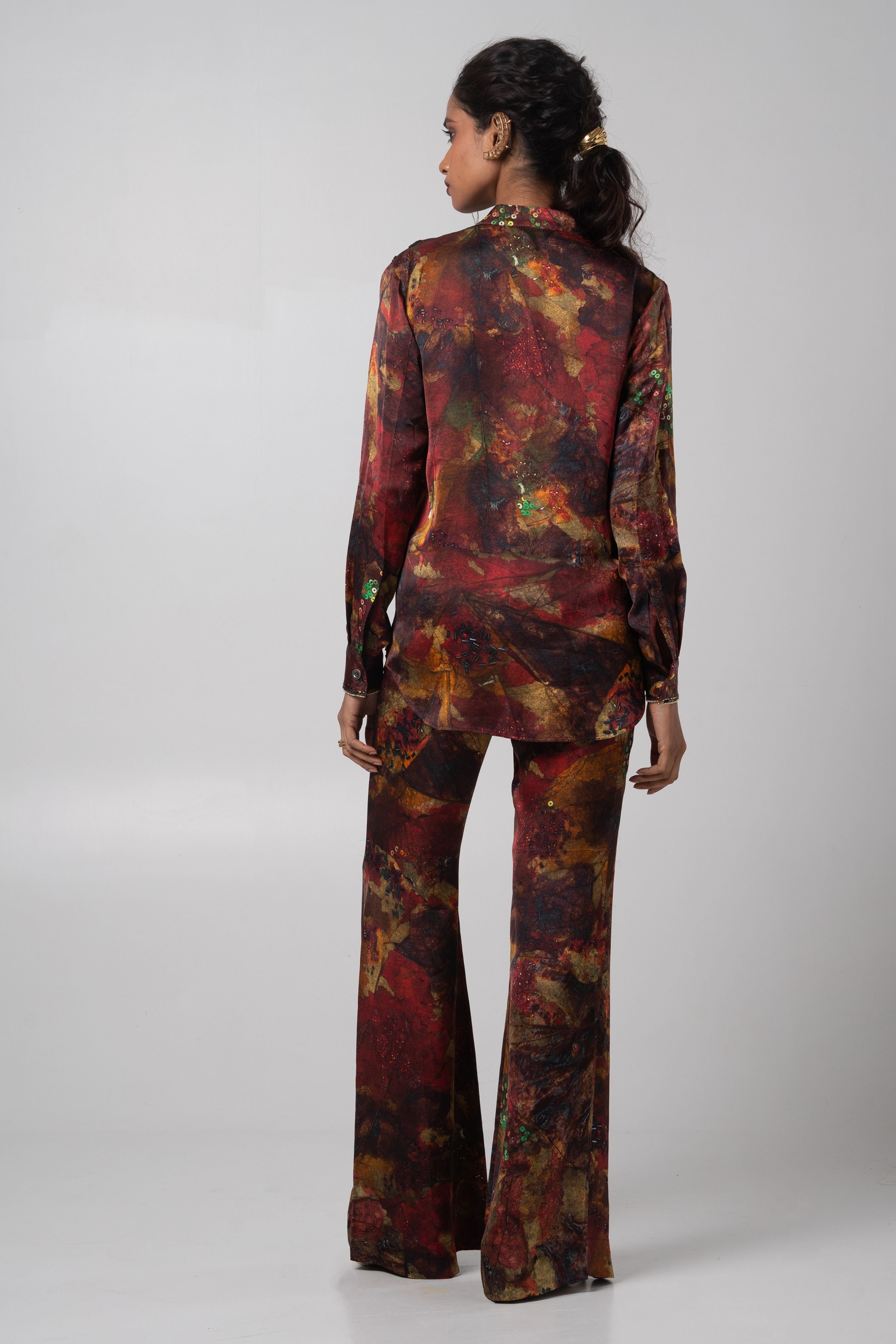 Sepia Embroidered Shirt Set