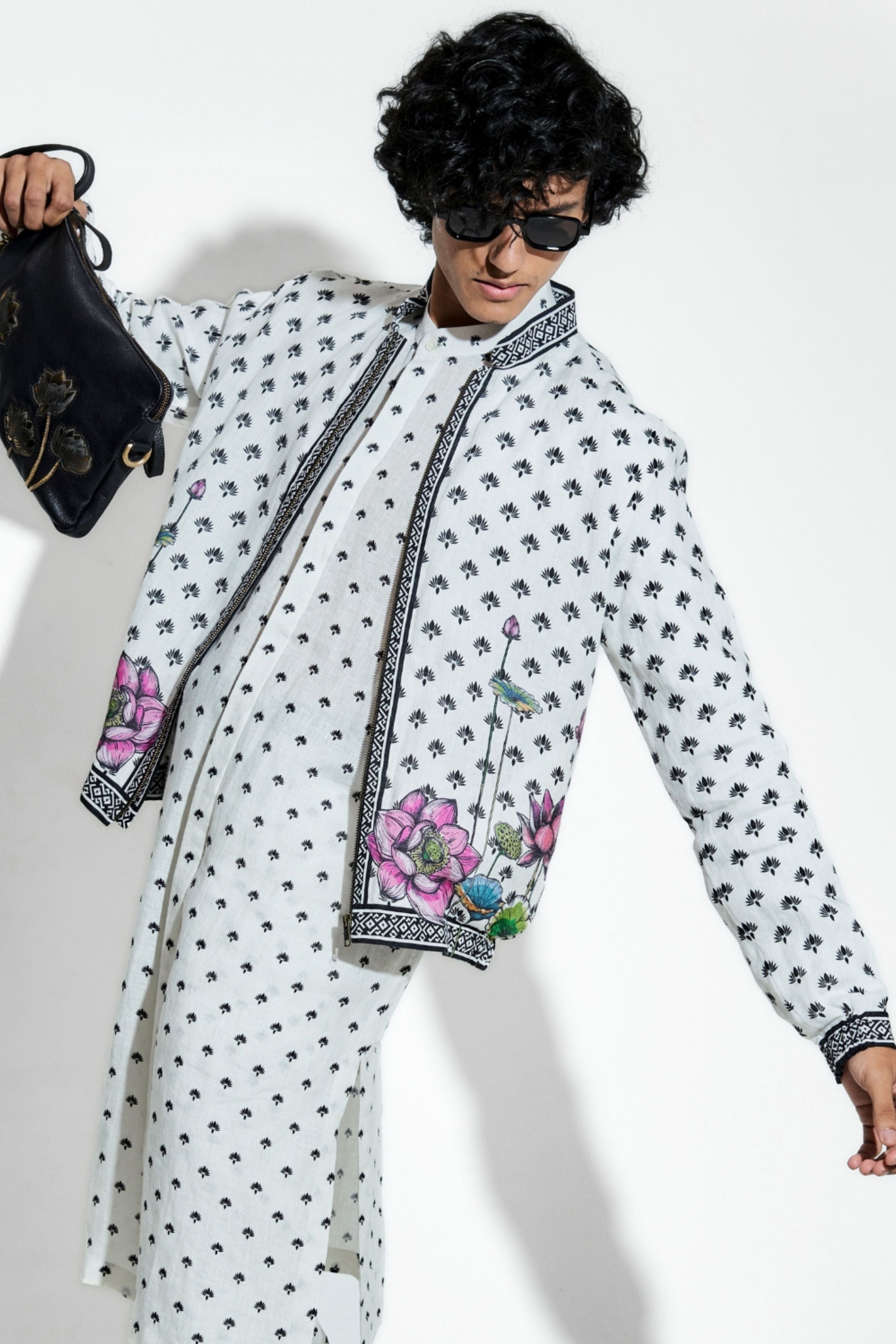 Marg Printed Linen Bomber Jacket