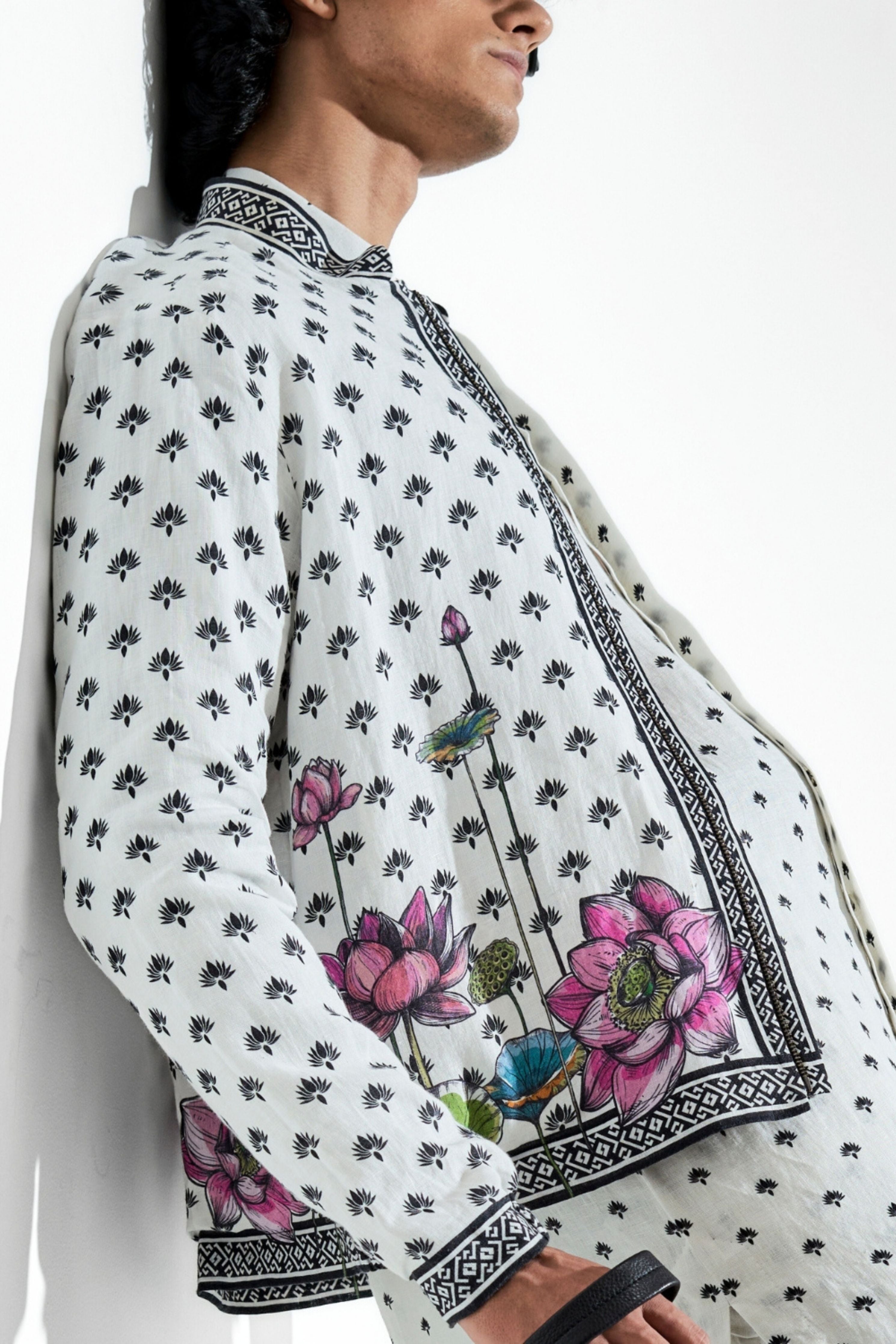 Marg Printed Linen Bomber Jacket