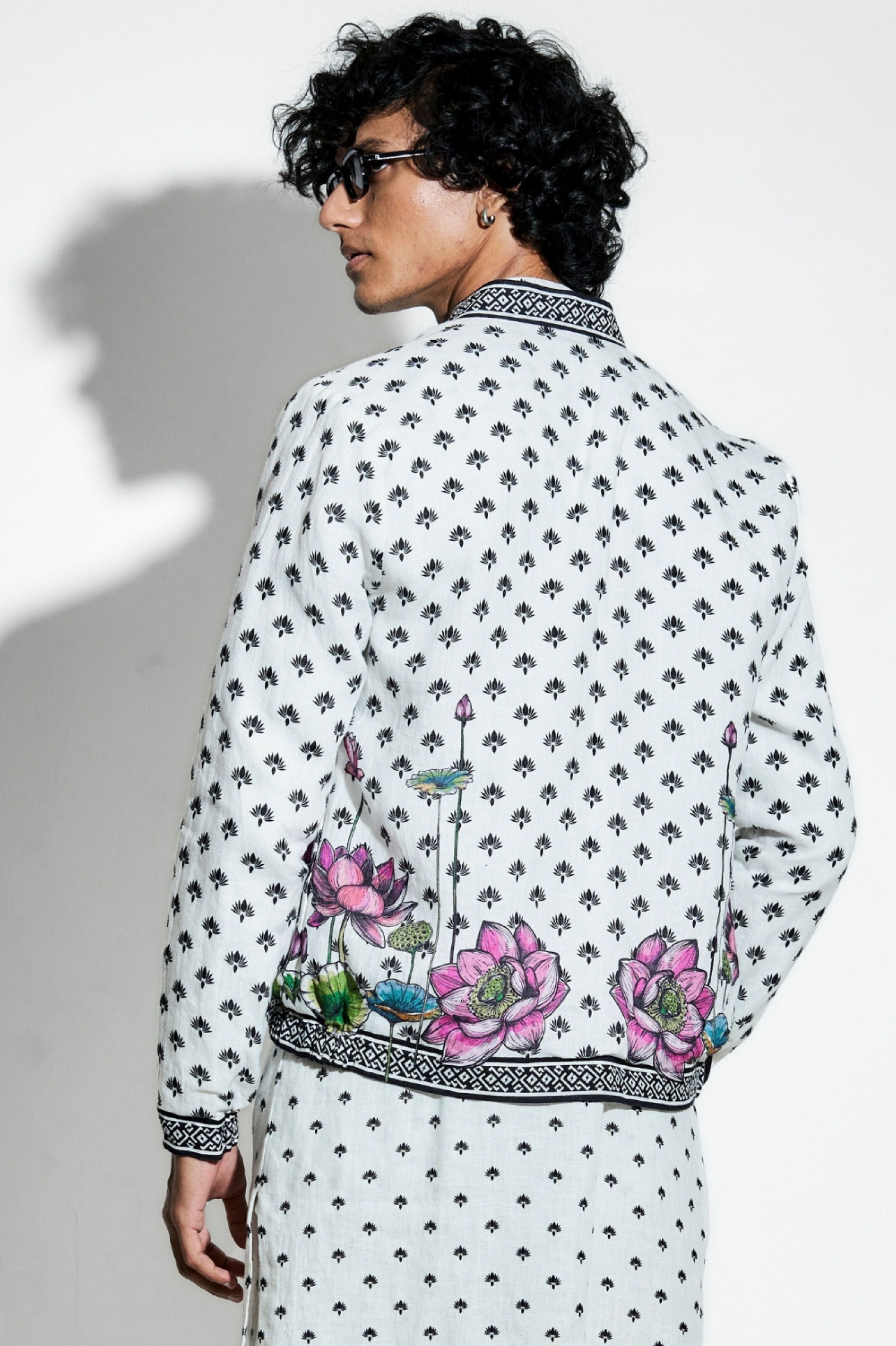 Marg Printed Linen Bomber Jacket