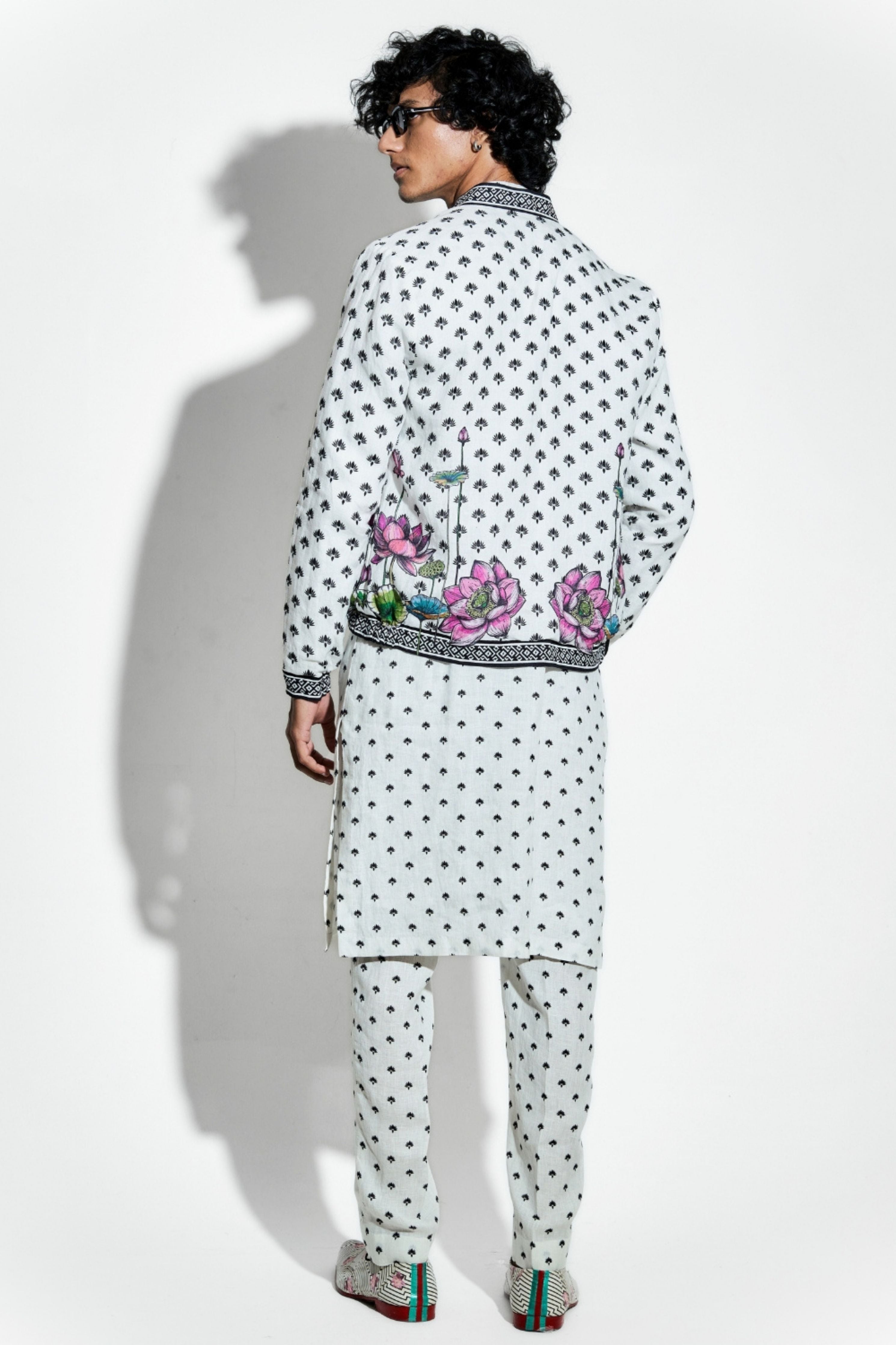 Marg Printed Linen Bomber Jacket