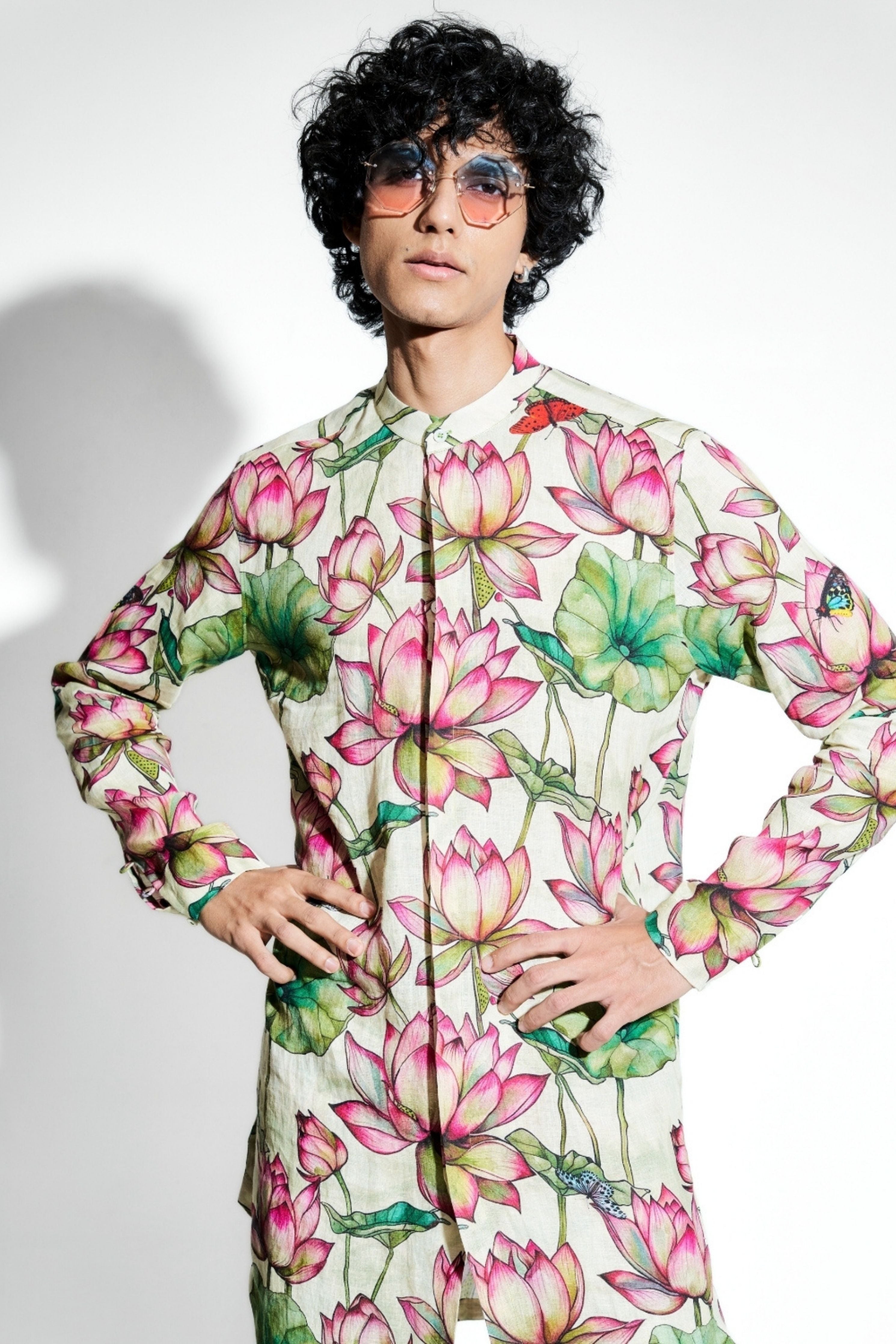 Netra Lotus Printed Linen Coord Set