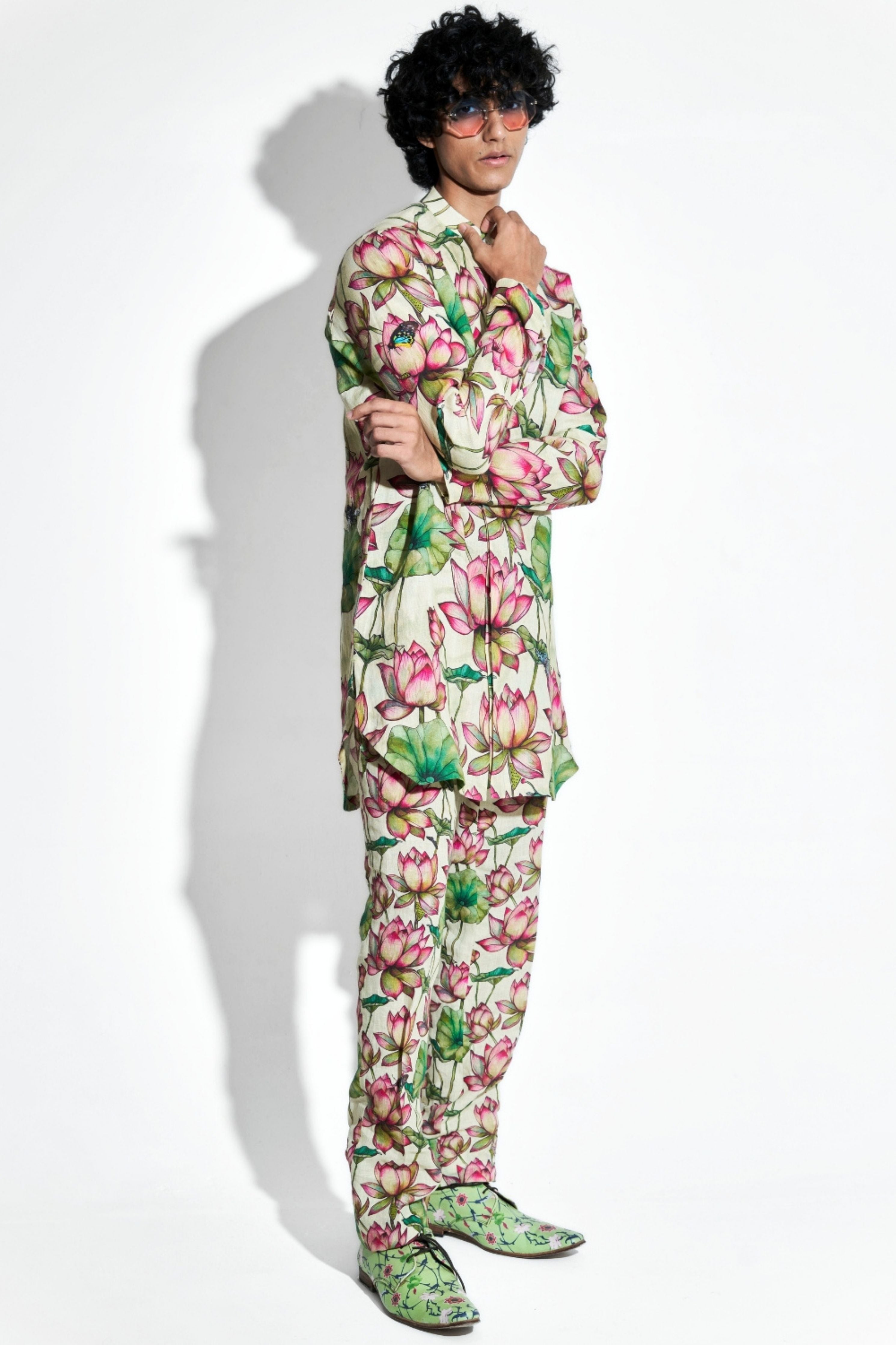 Netra Lotus Printed Linen Coord Set