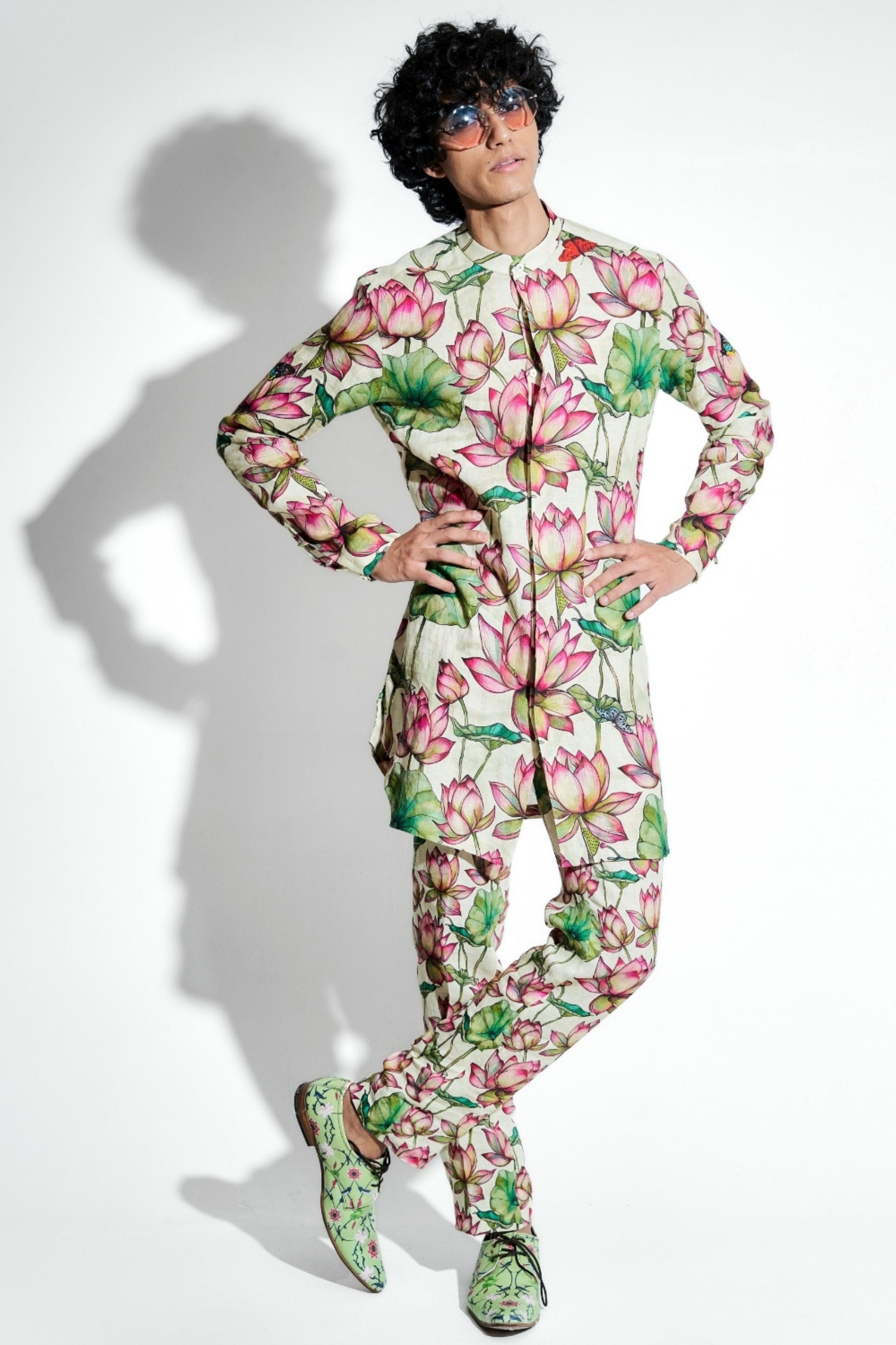 Netra Lotus Printed Linen Coord Set