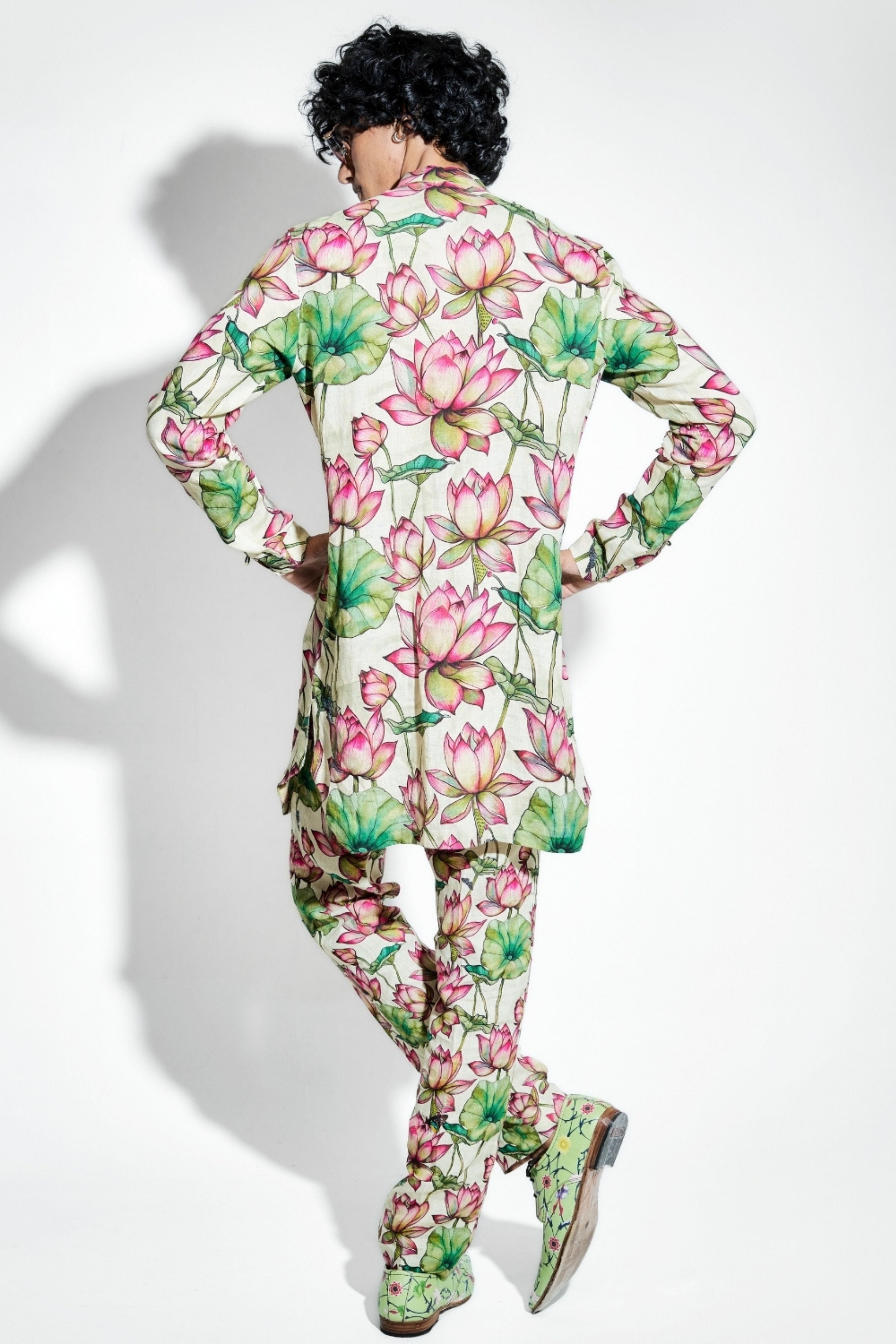 Netra Lotus Printed Linen Coord Set