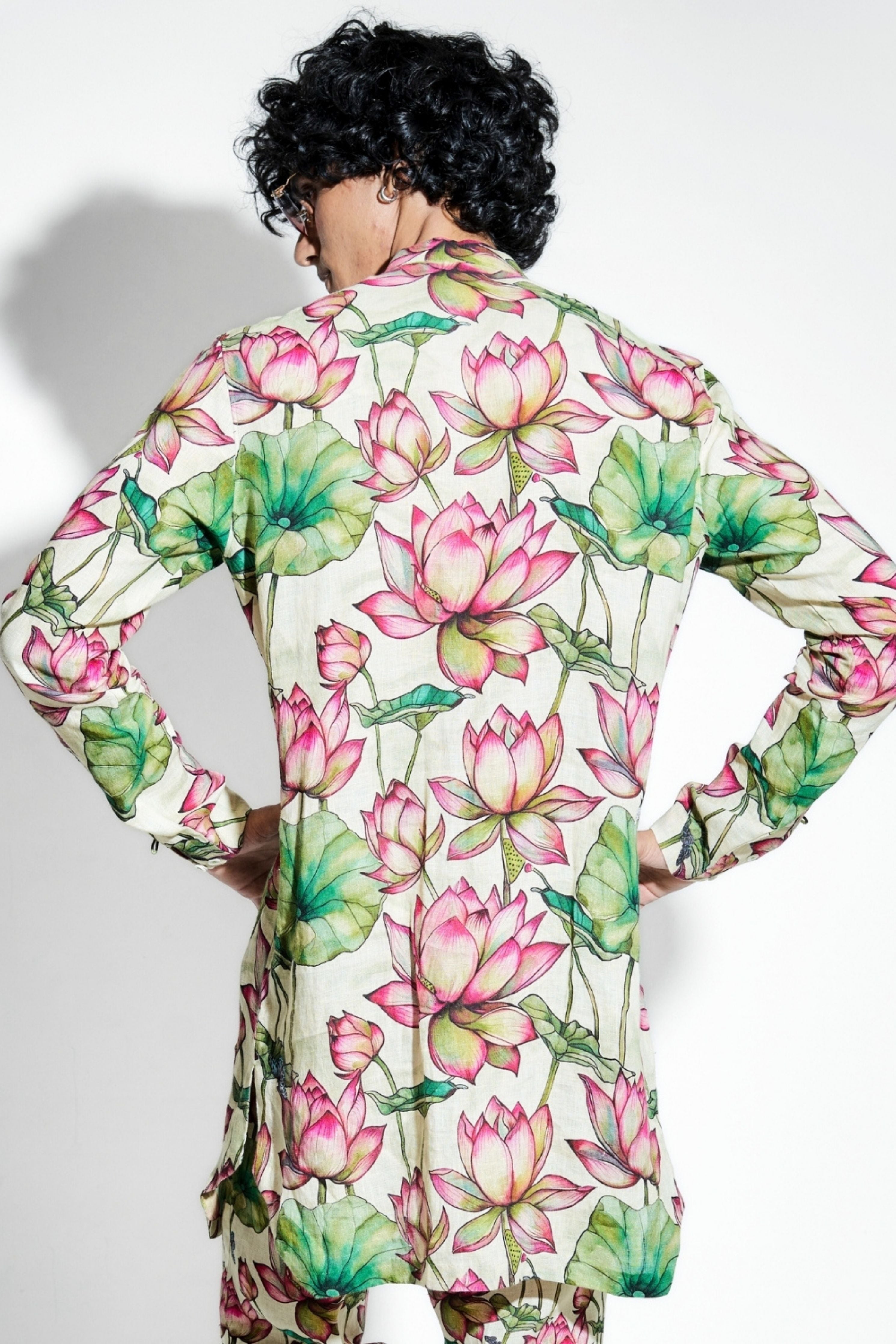 Netra Lotus Printed Linen Coord Set