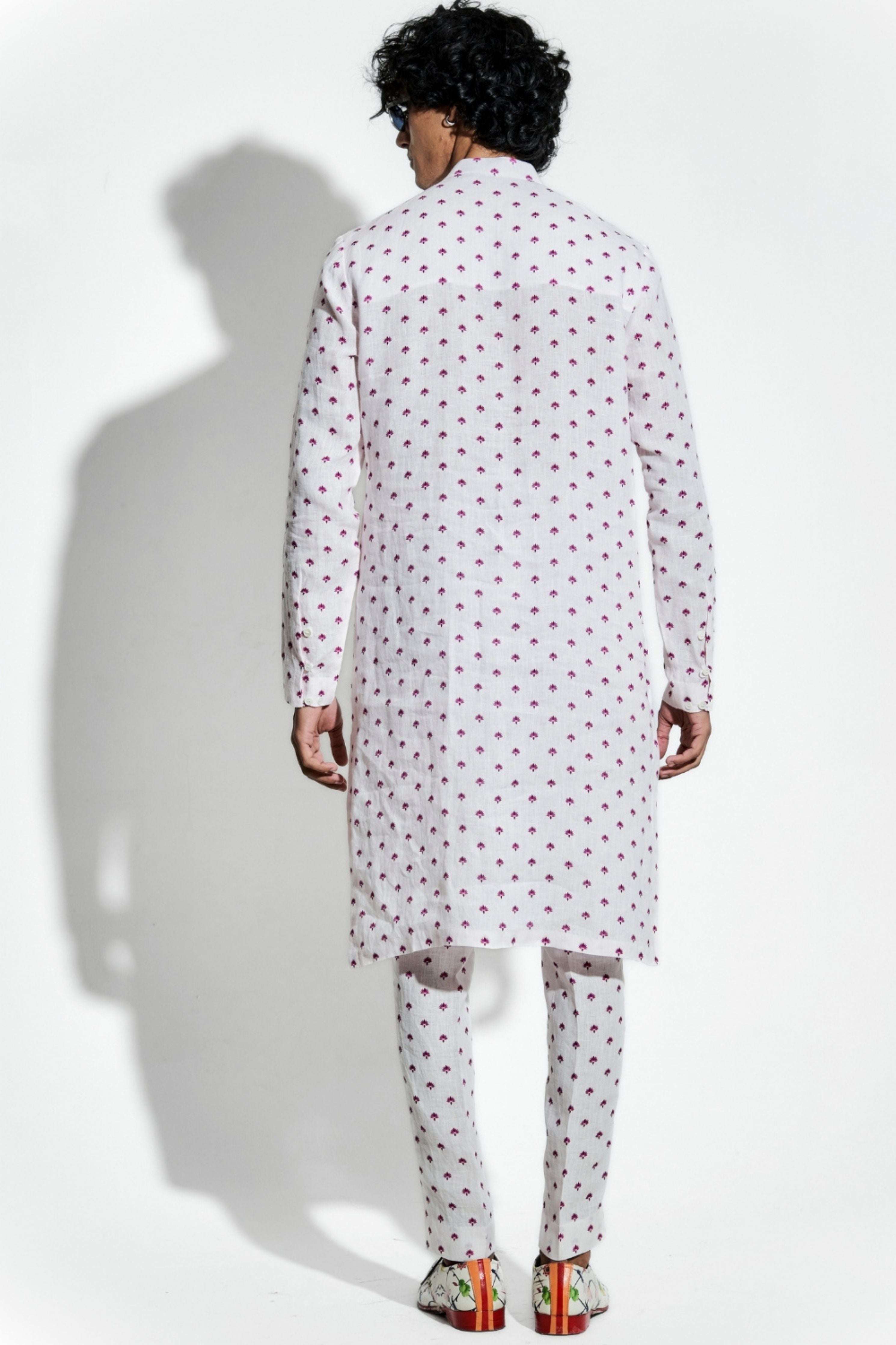 Pink Buta Lotus Linen Coord Set