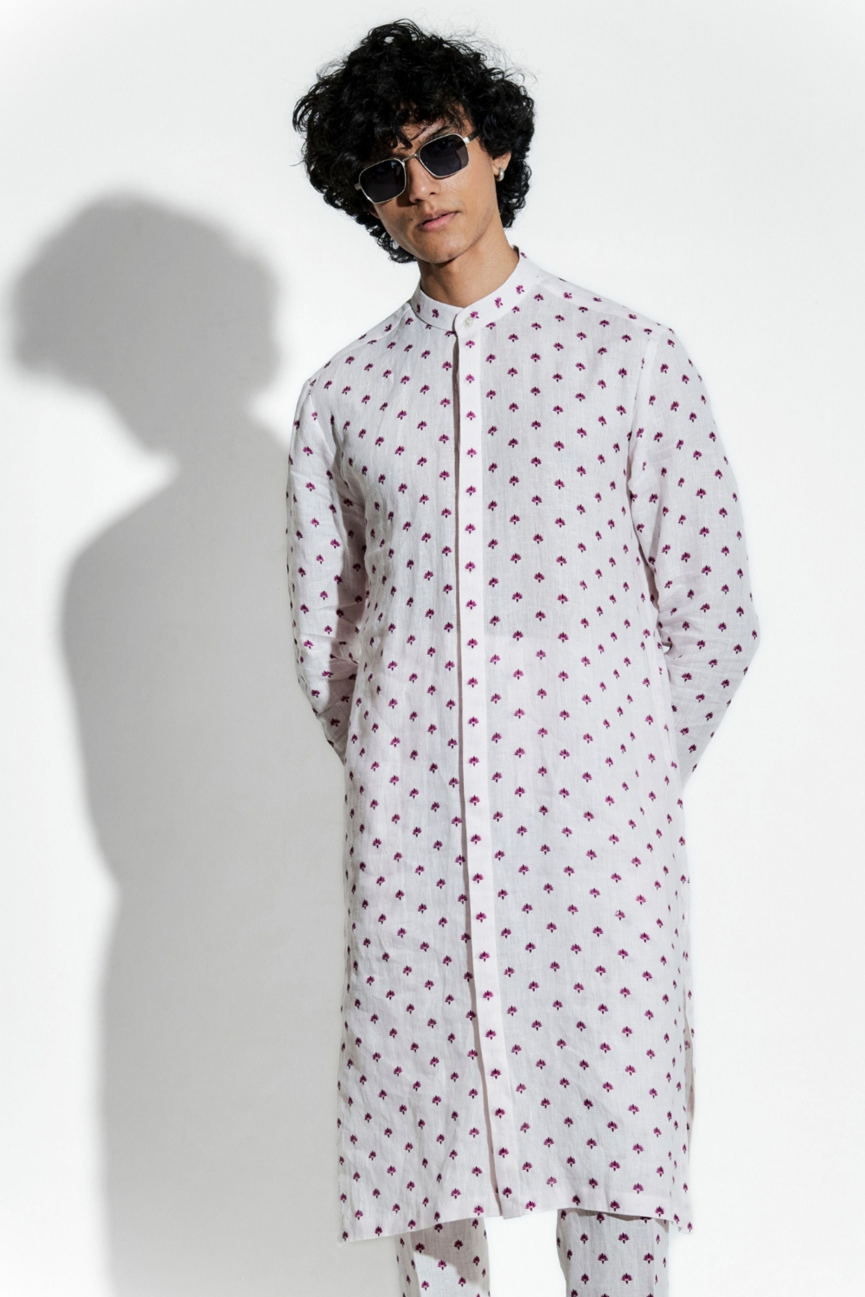 Pink Buta Lotus Linen Coord Set