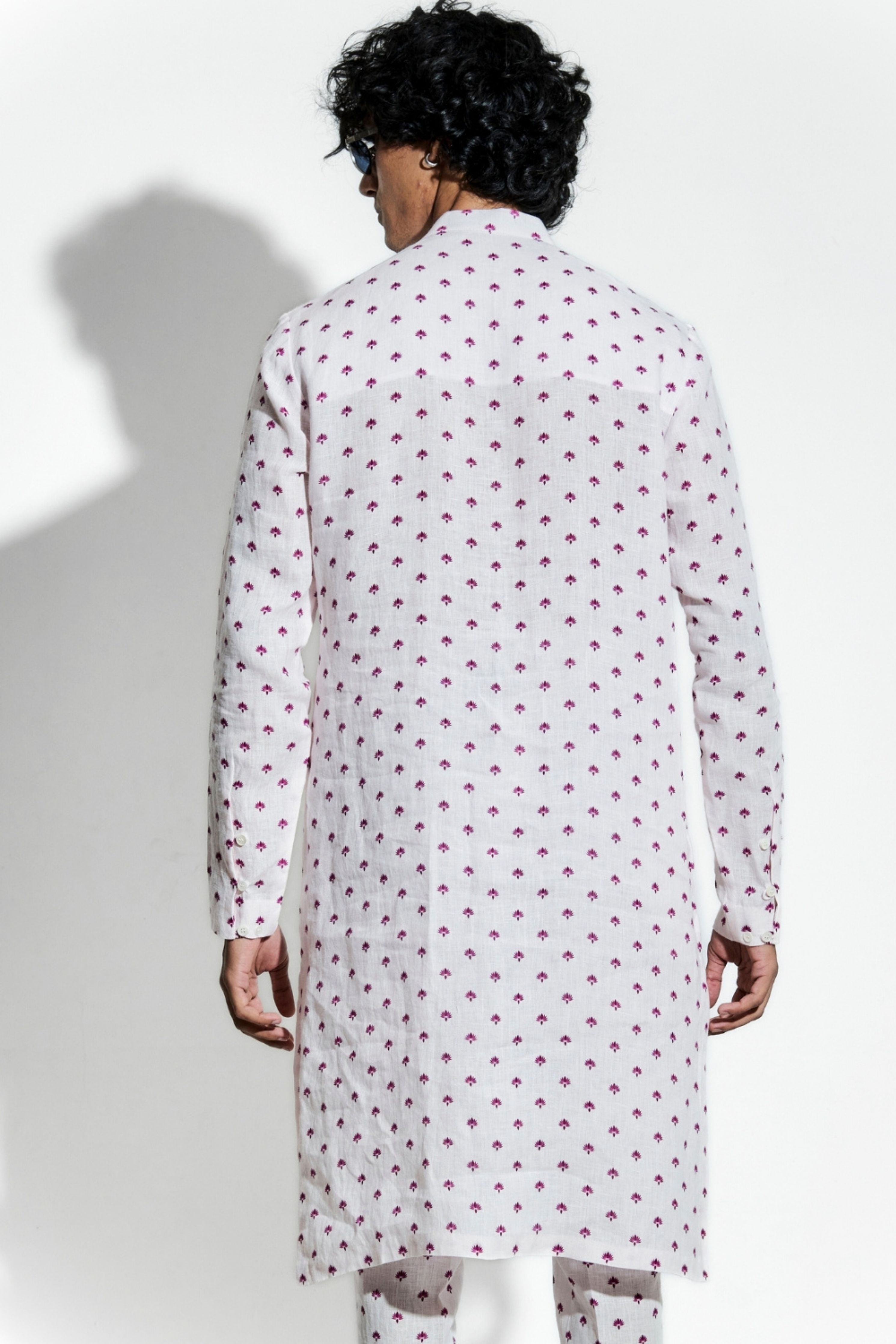 Pink Buta Lotus Linen Coord Set