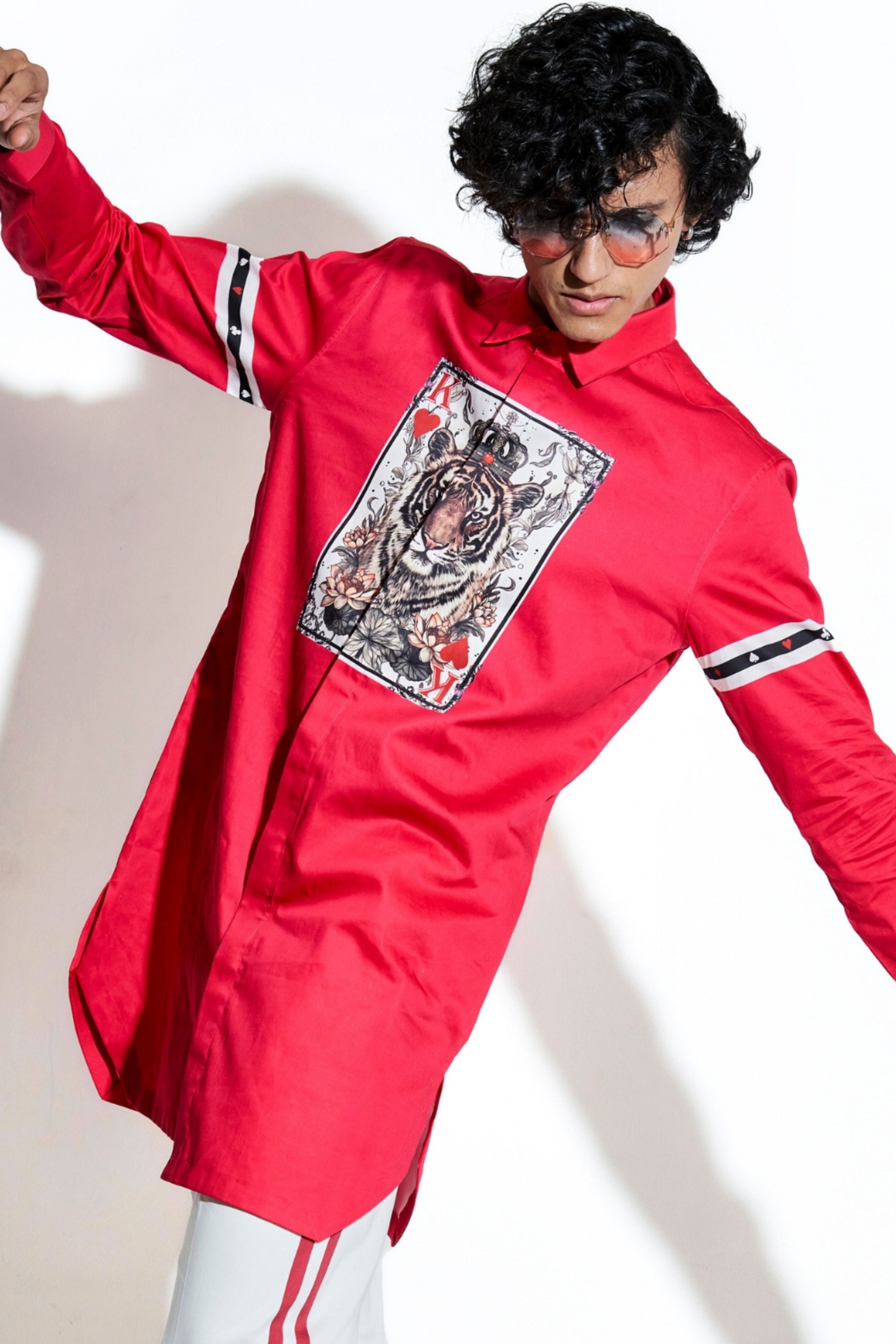 Red Tiger Taash Printed Shirt
