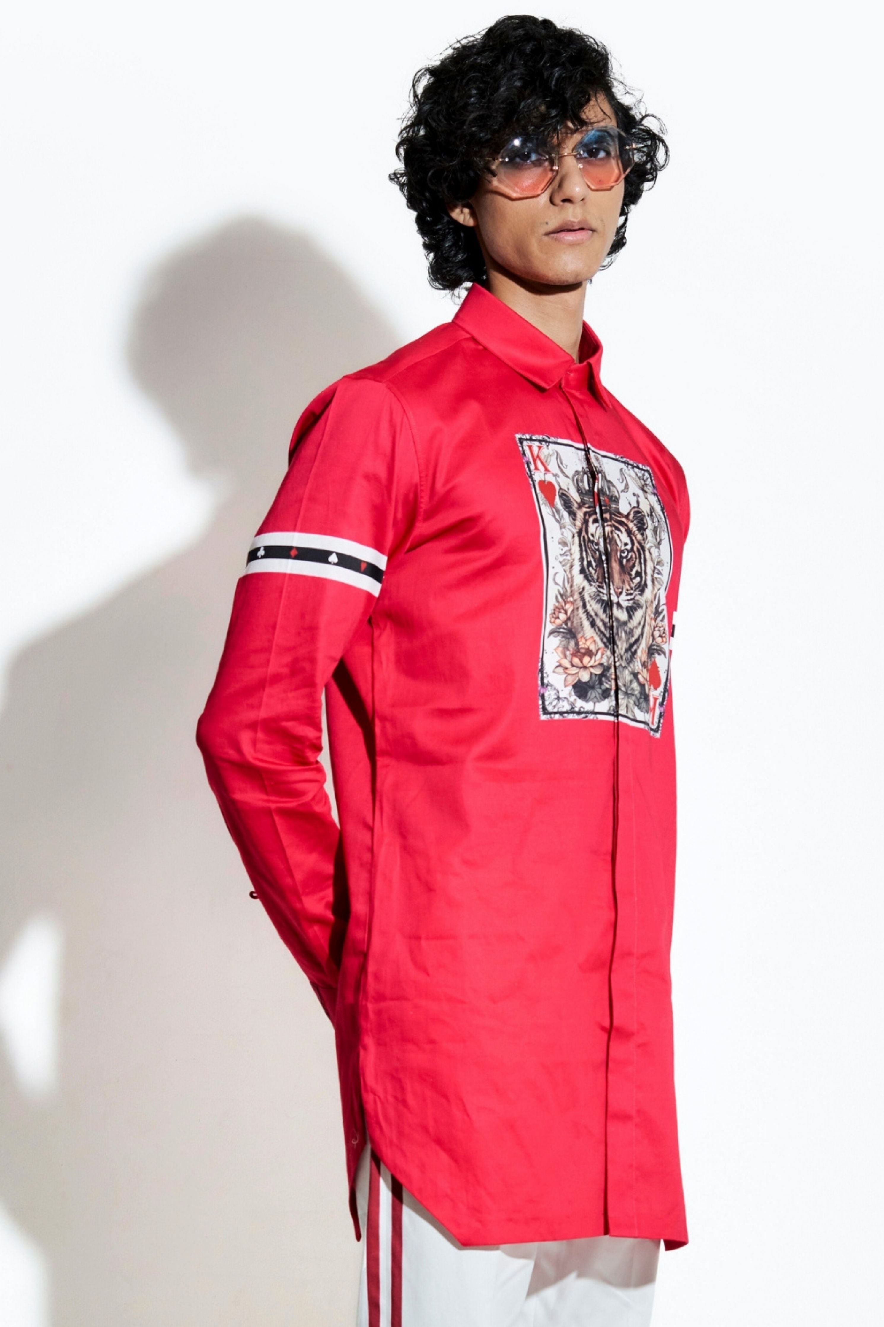 Red Tiger Taash Printed Shirt