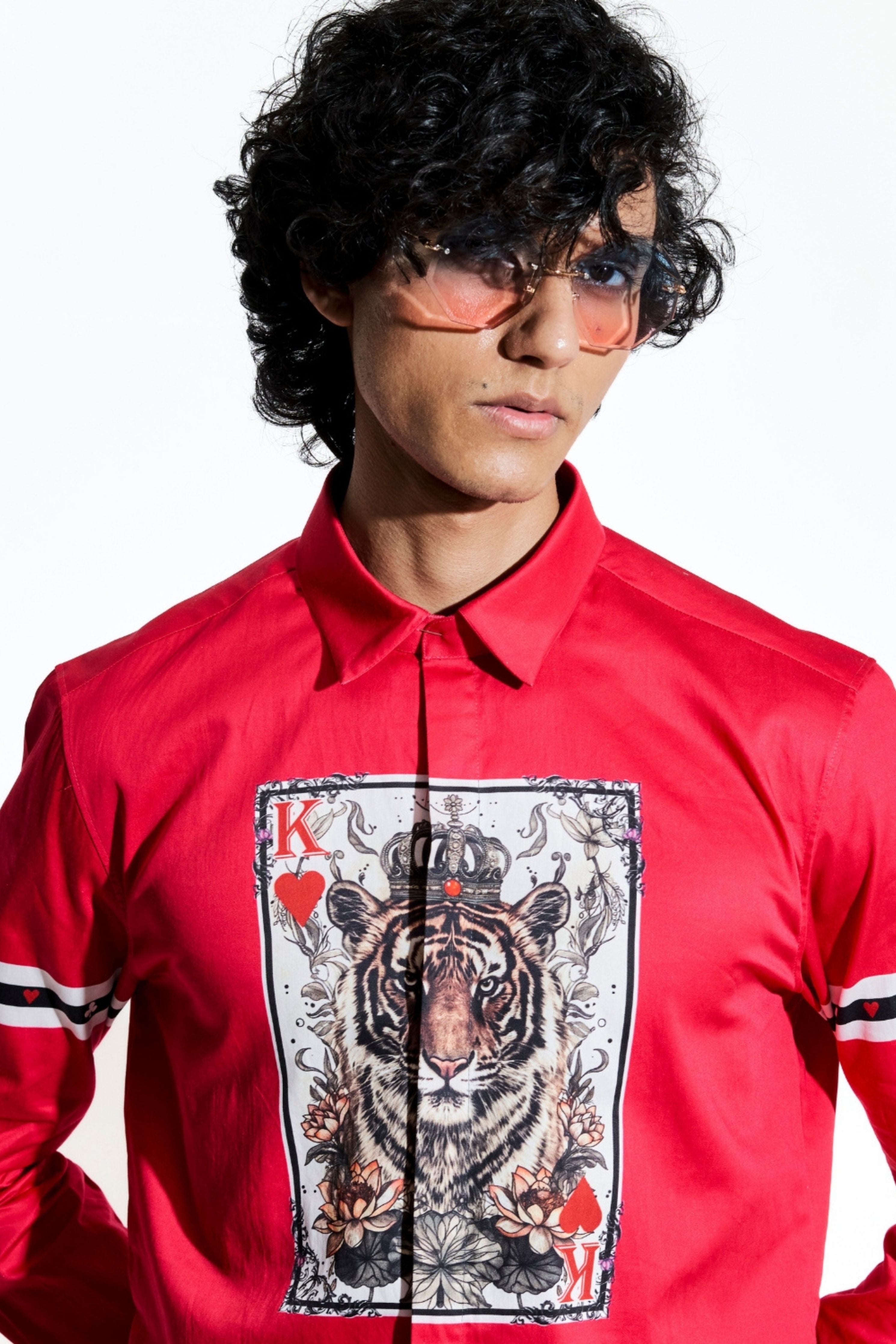 Red Tiger Taash Printed Shirt