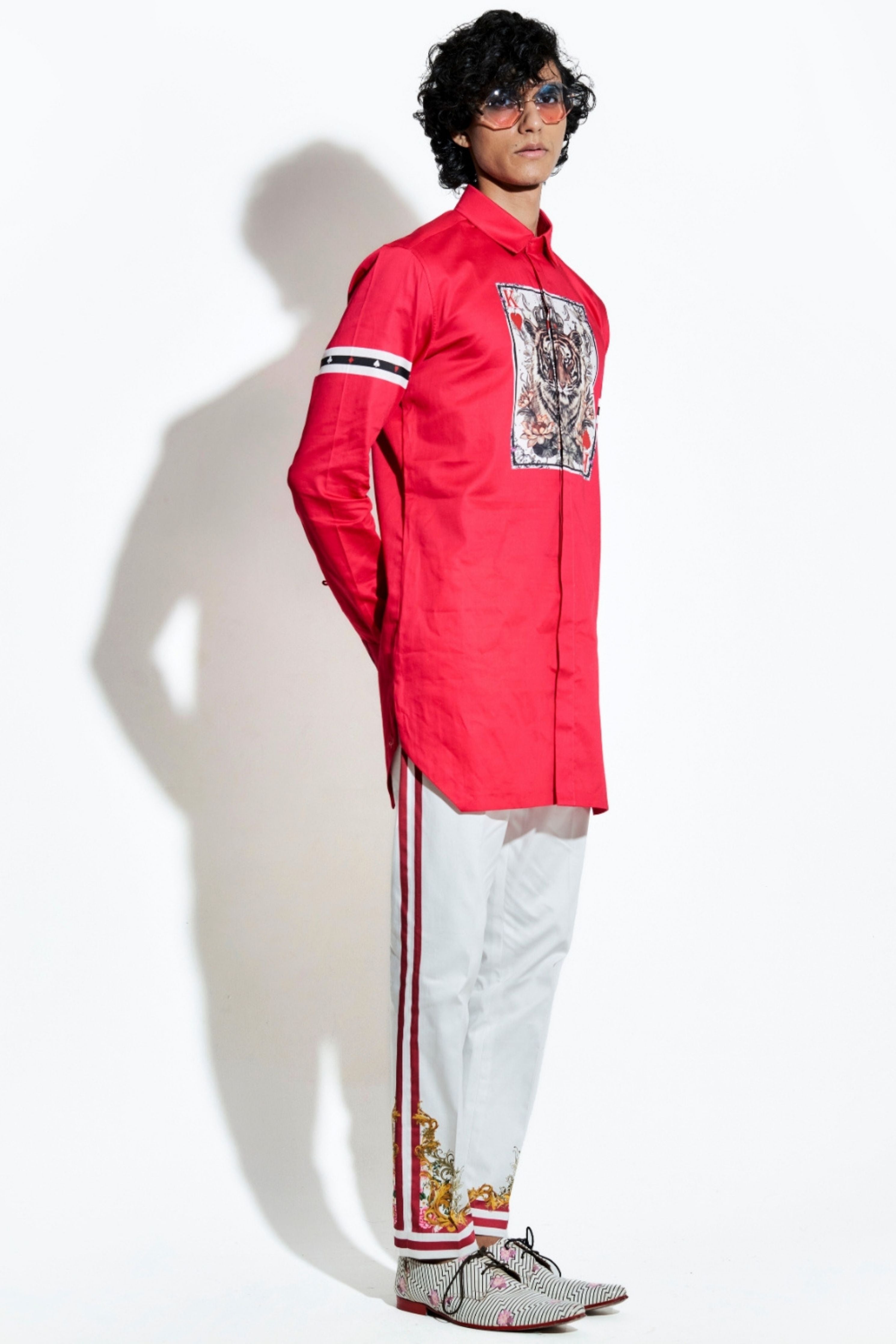 Red Tiger Taash Printed Shirt