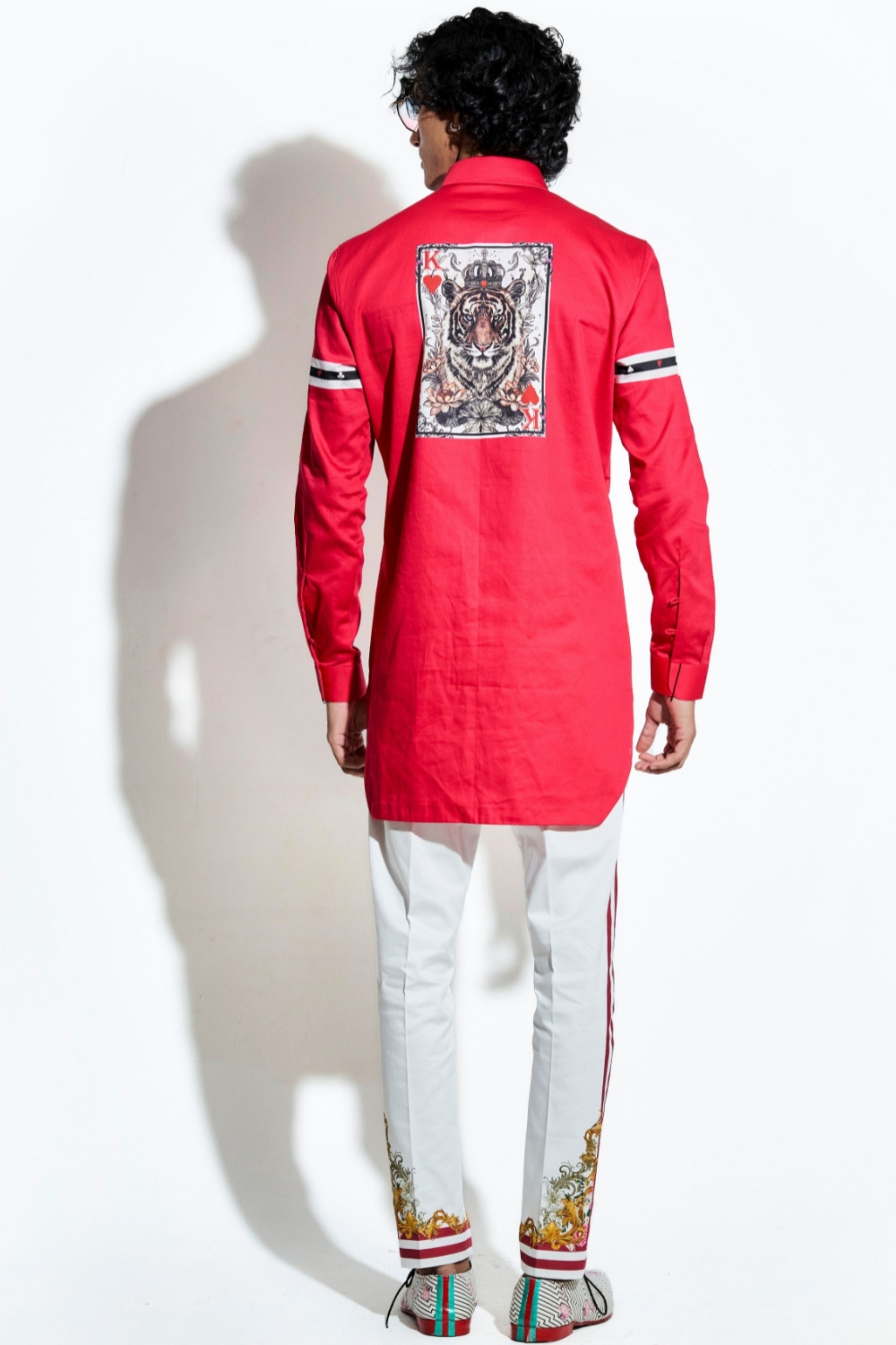 Red Tiger Taash Printed Shirt