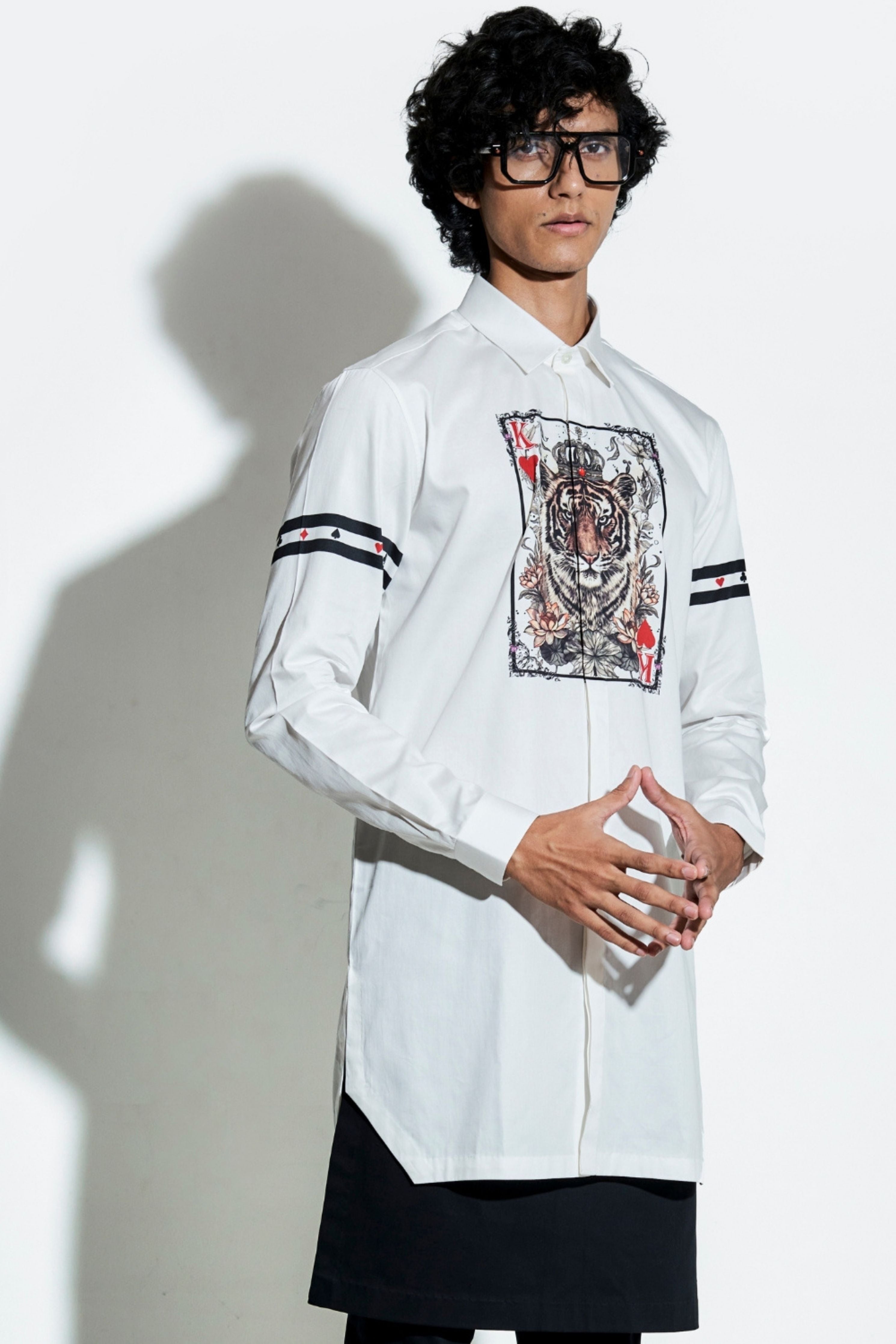 White Tiger Taash Printed Shirt