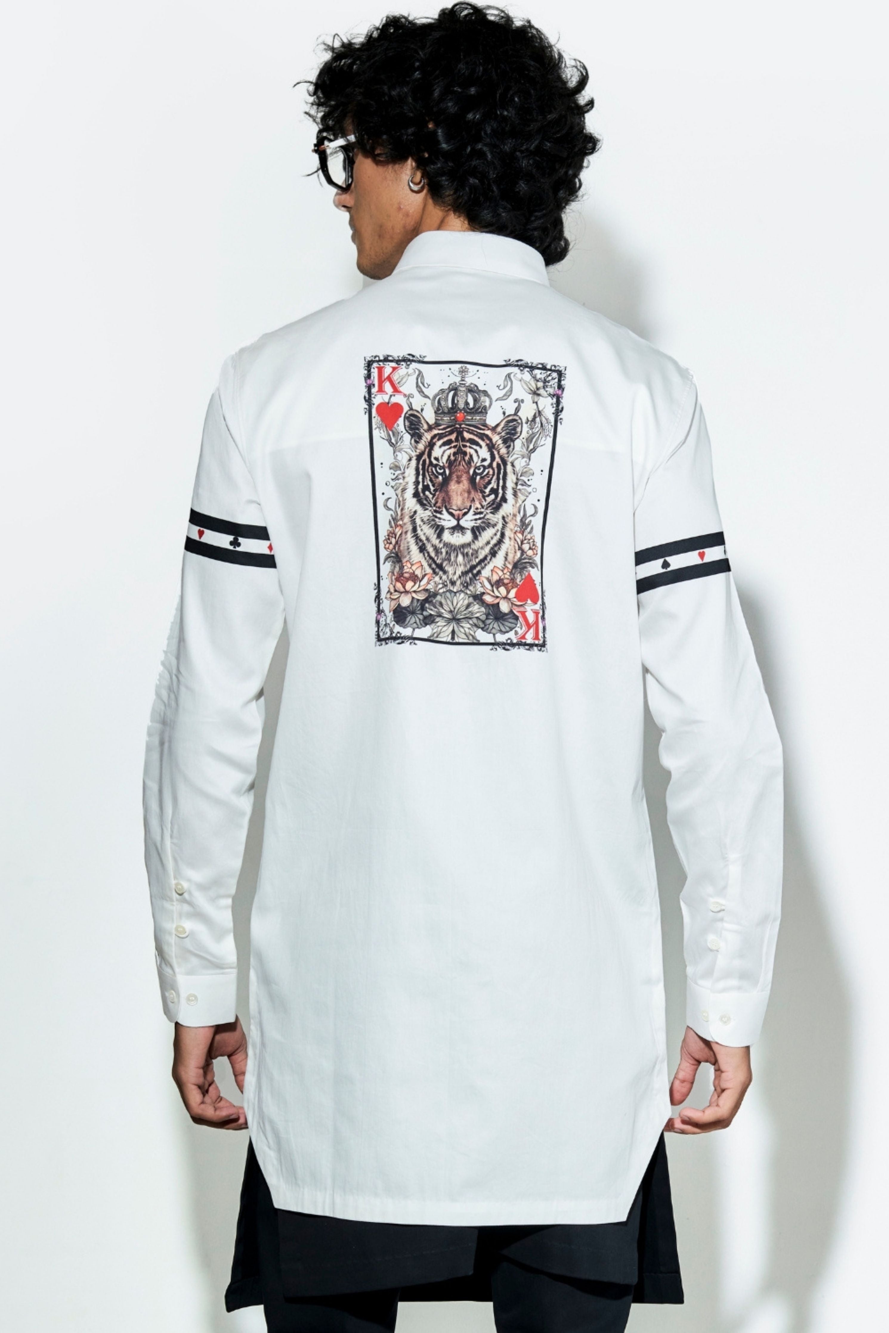 White Tiger Taash Printed Shirt