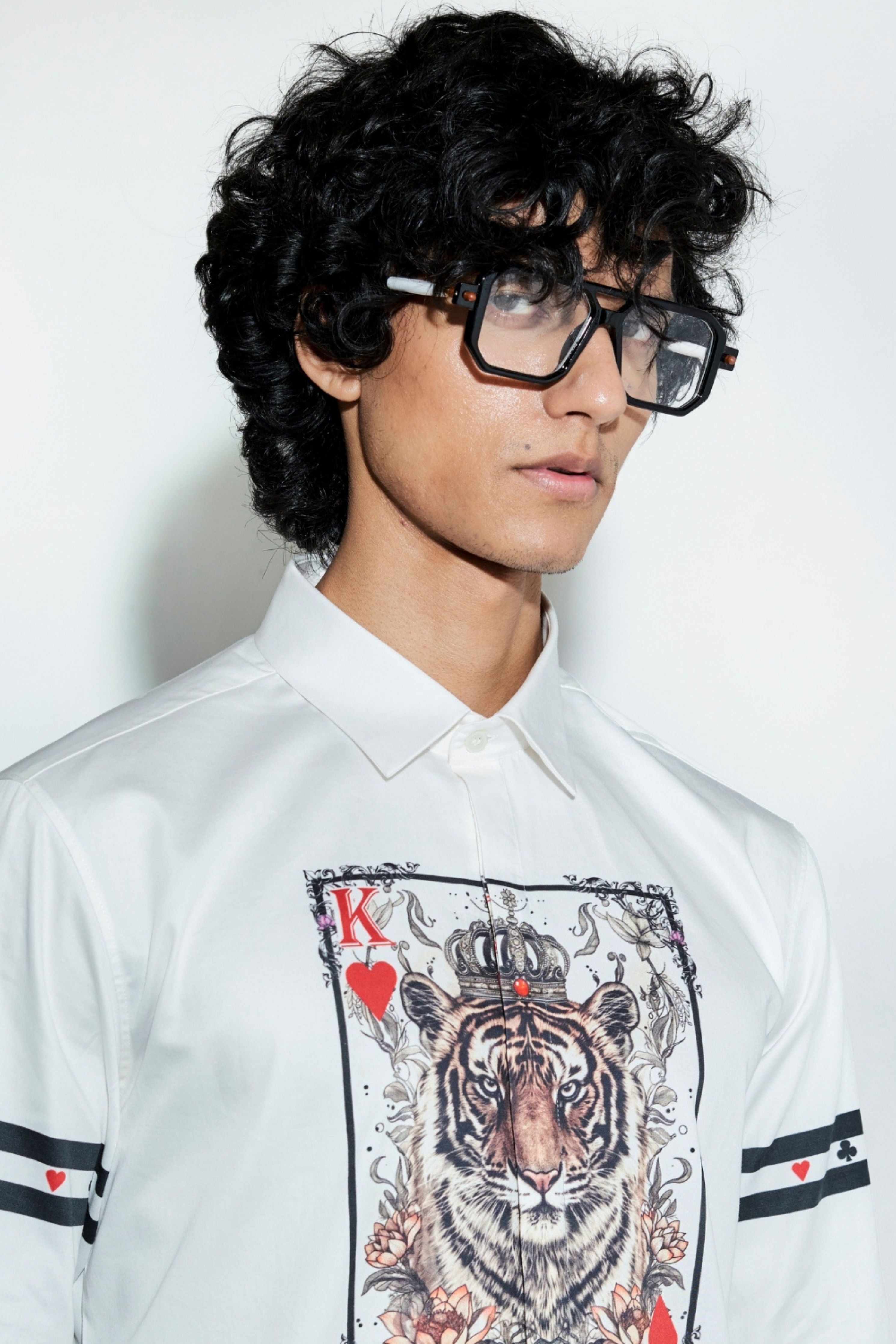 White Tiger Taash Printed Shirt