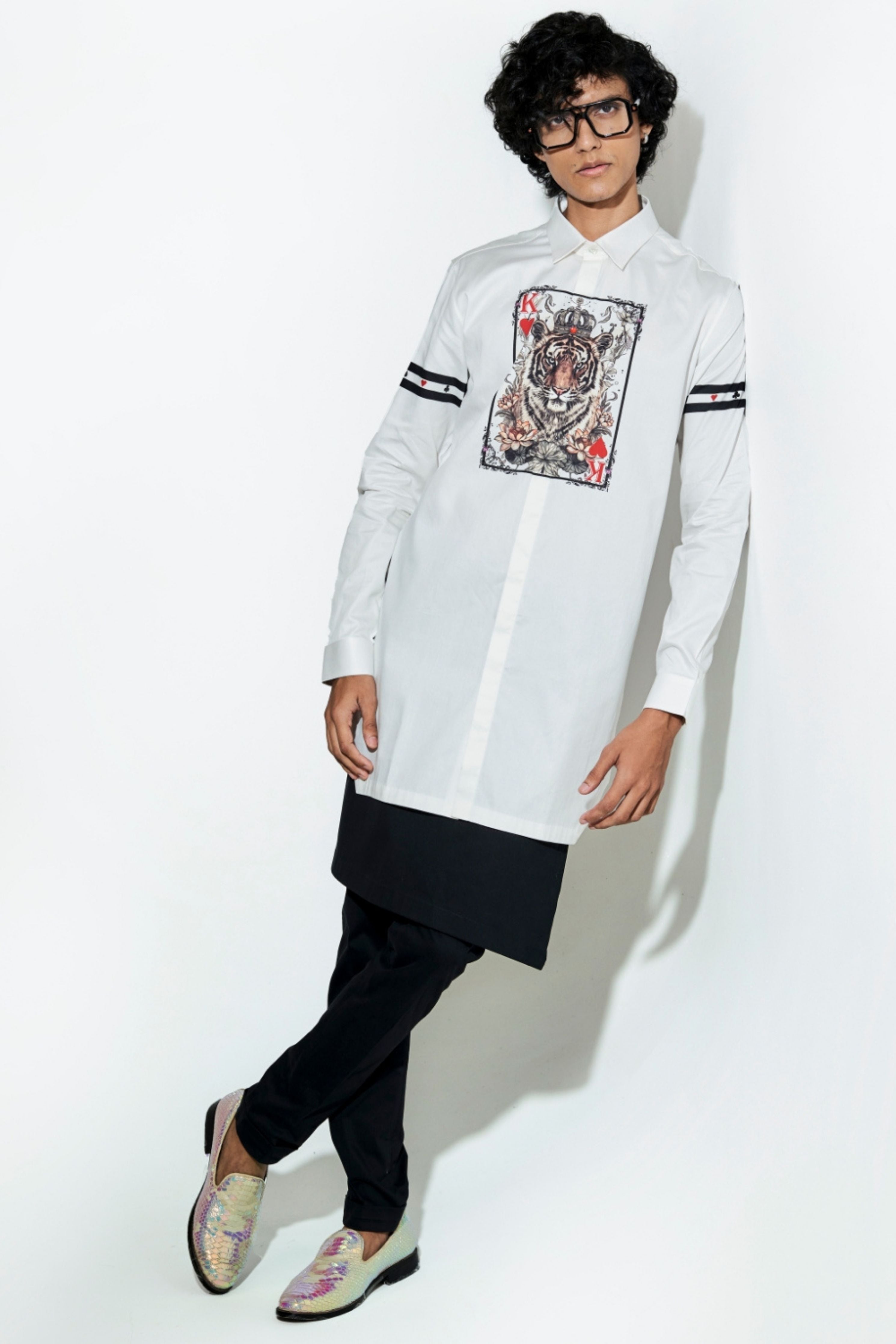 White Tiger Taash Printed Shirt