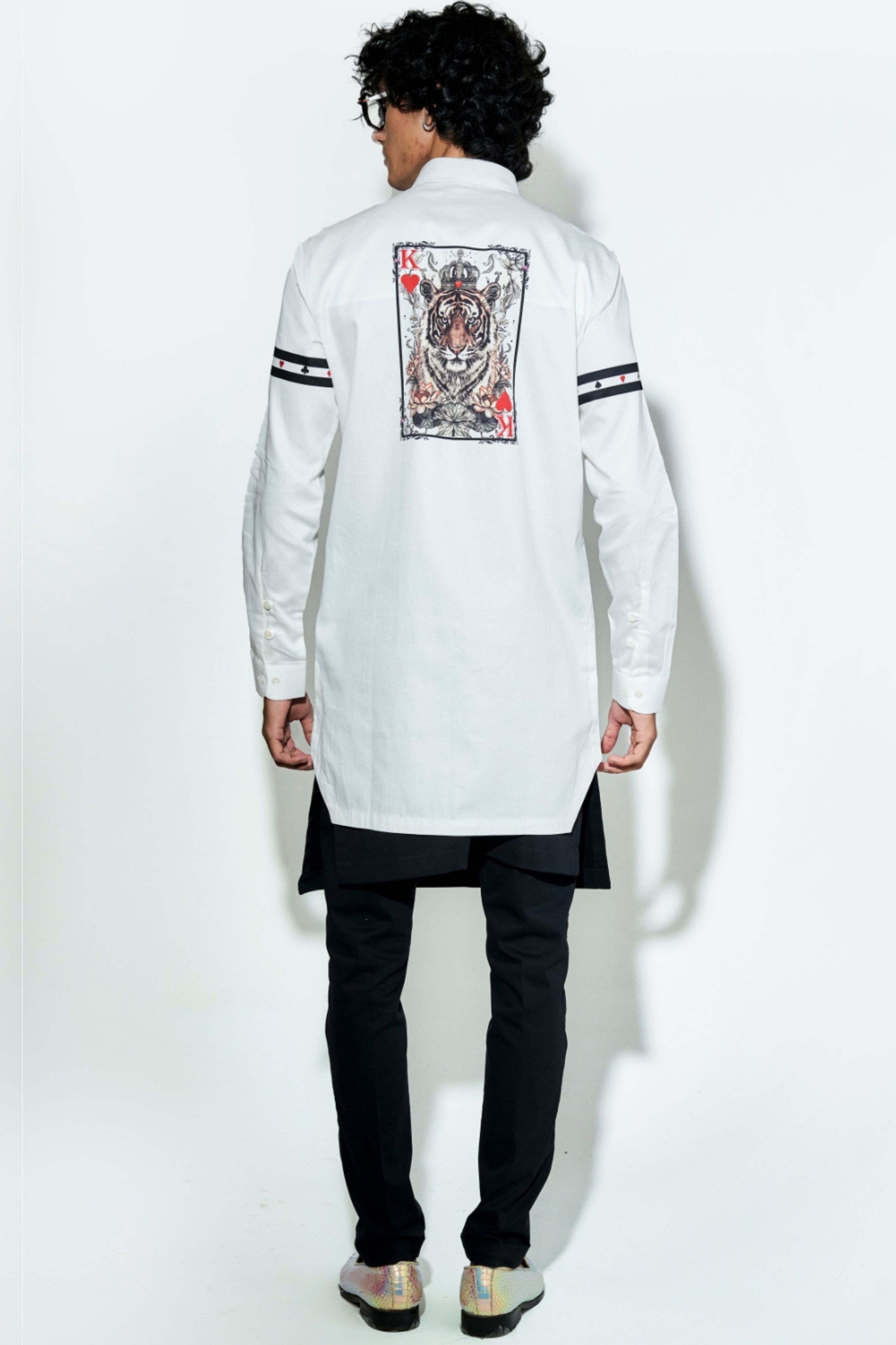 White Tiger Taash Printed Shirt