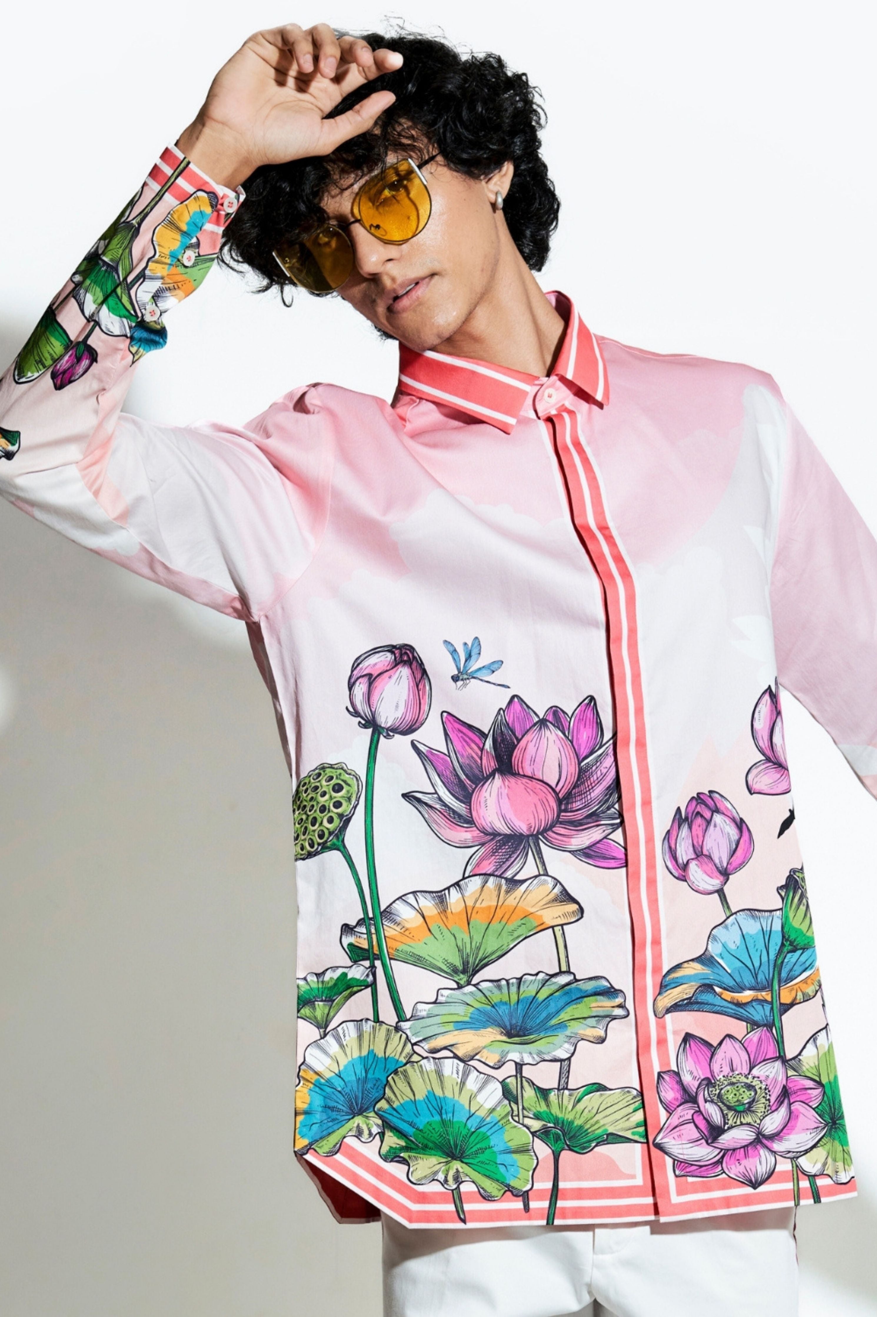 Lotus Blume Peach Signature Printed Shirt