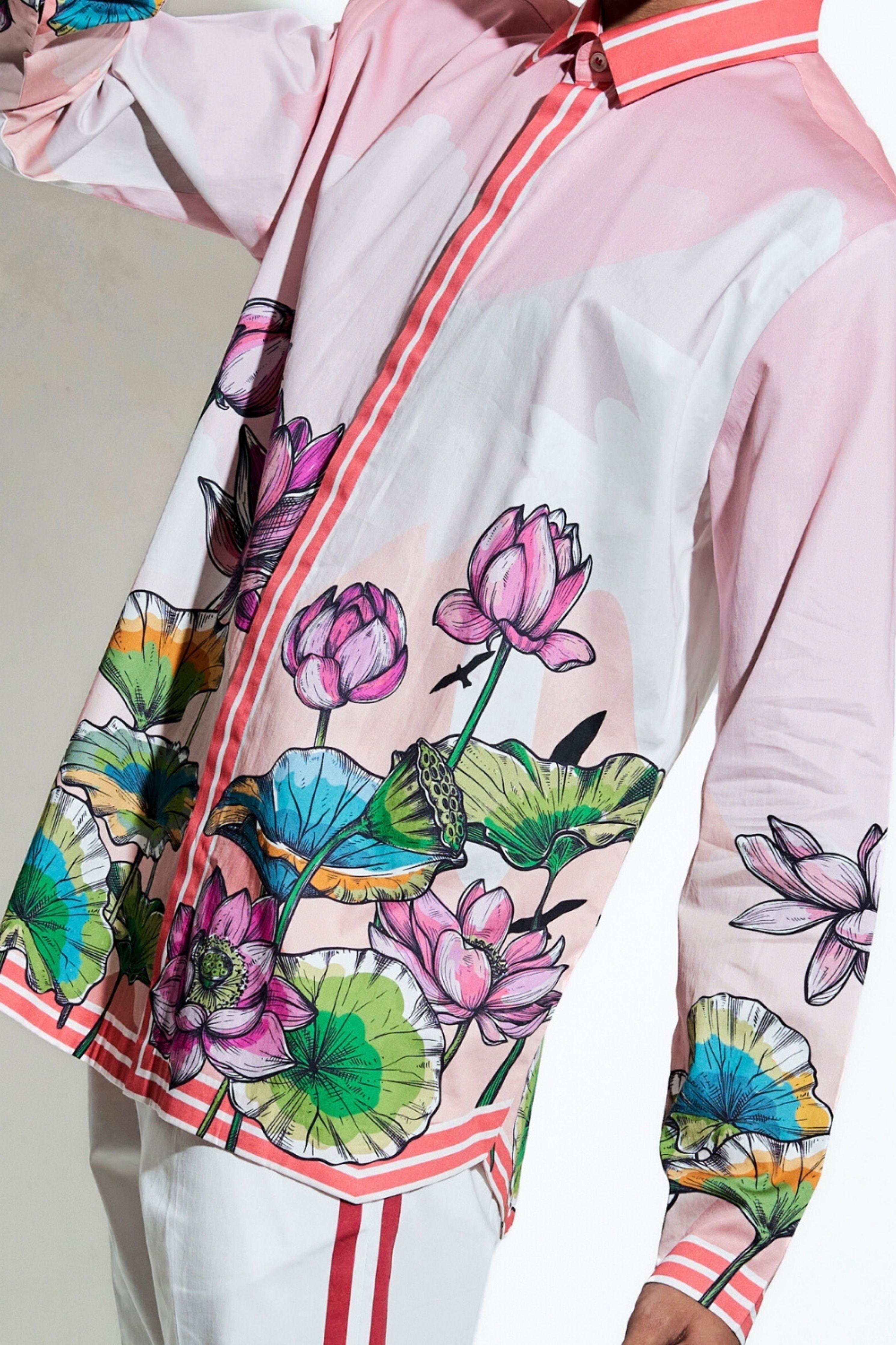 Lotus Blume Peach Signature Printed Shirt