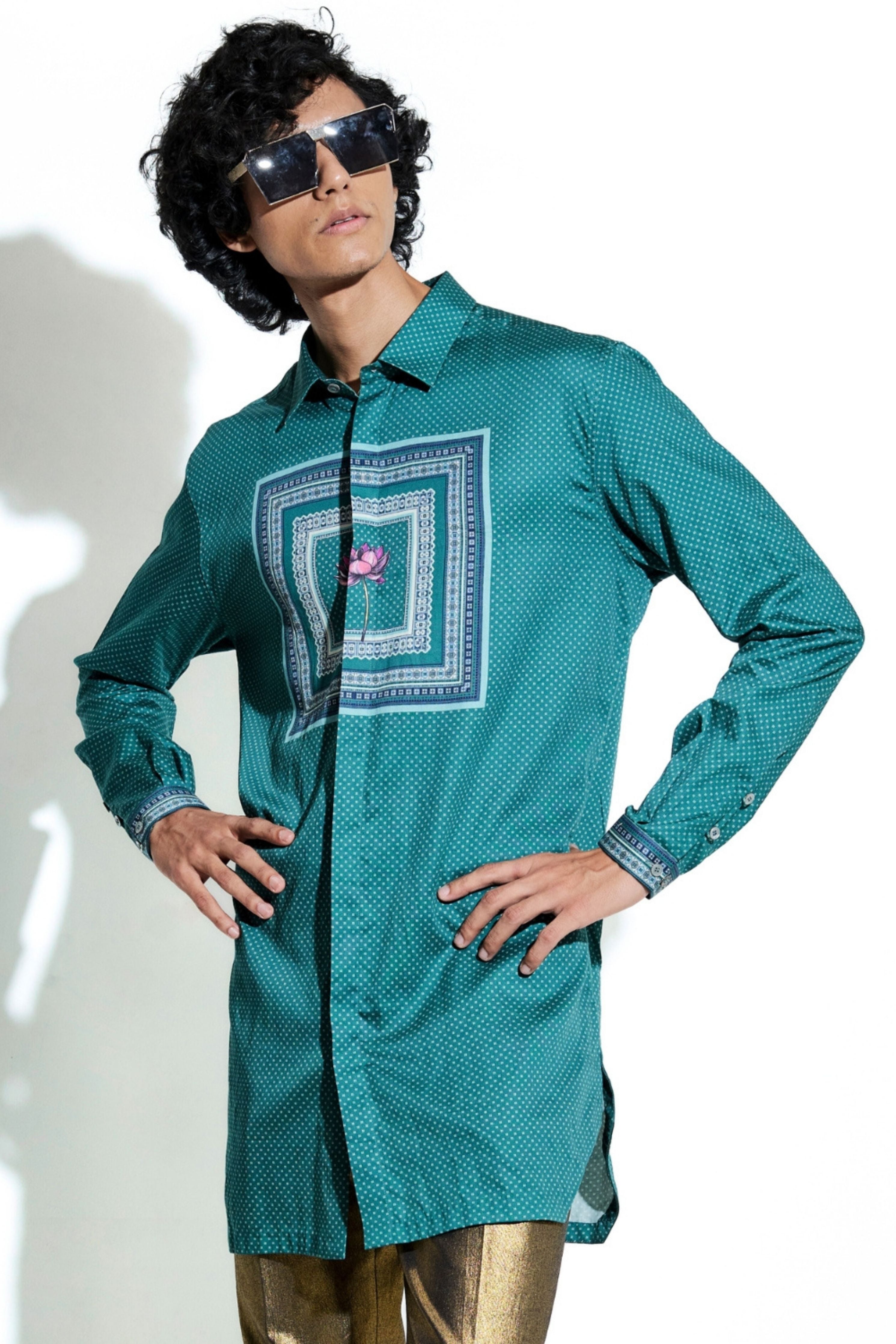 El Loto Printed Satin Shirt
