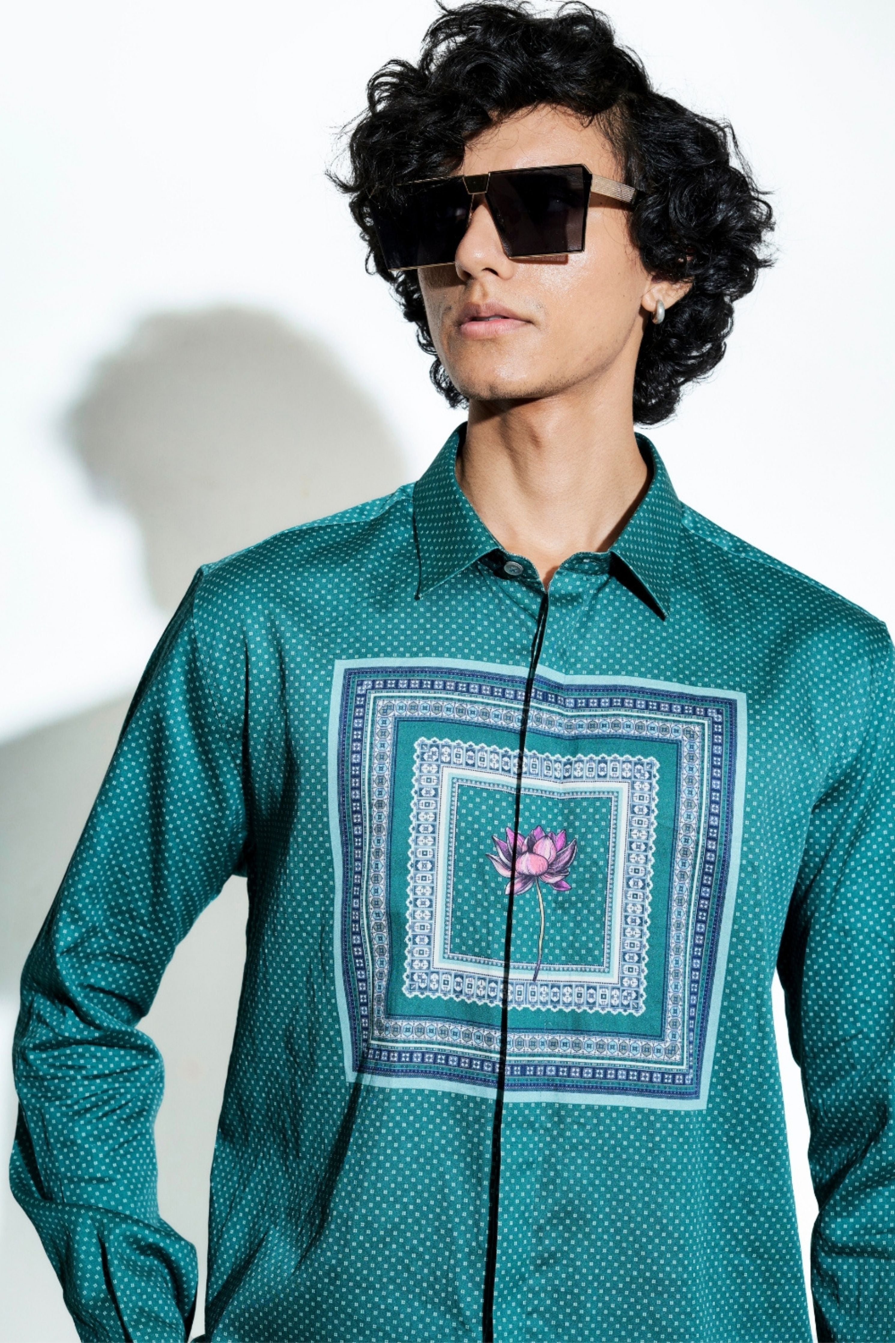 El Loto Printed Satin Shirt