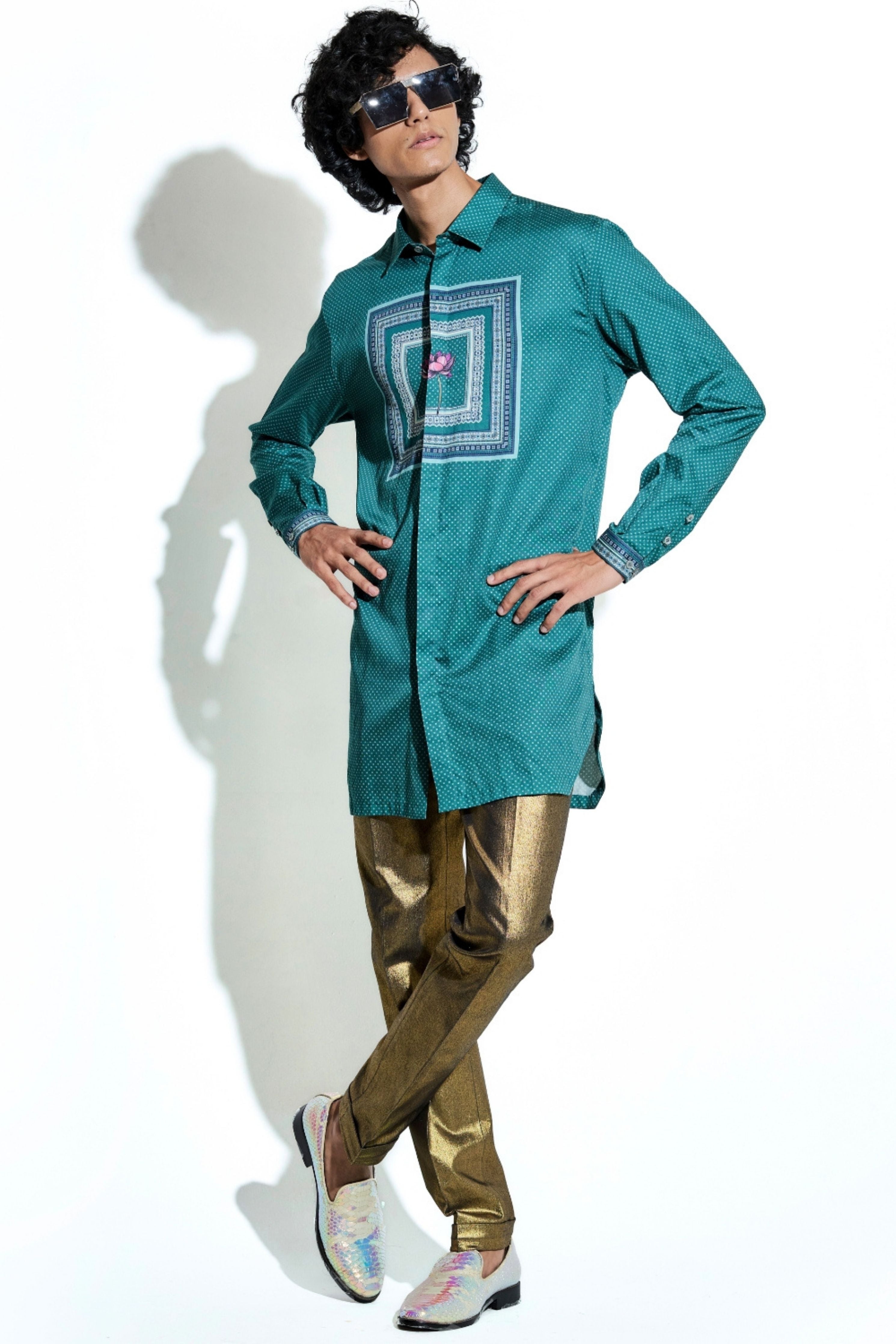 El Loto Printed Satin Shirt