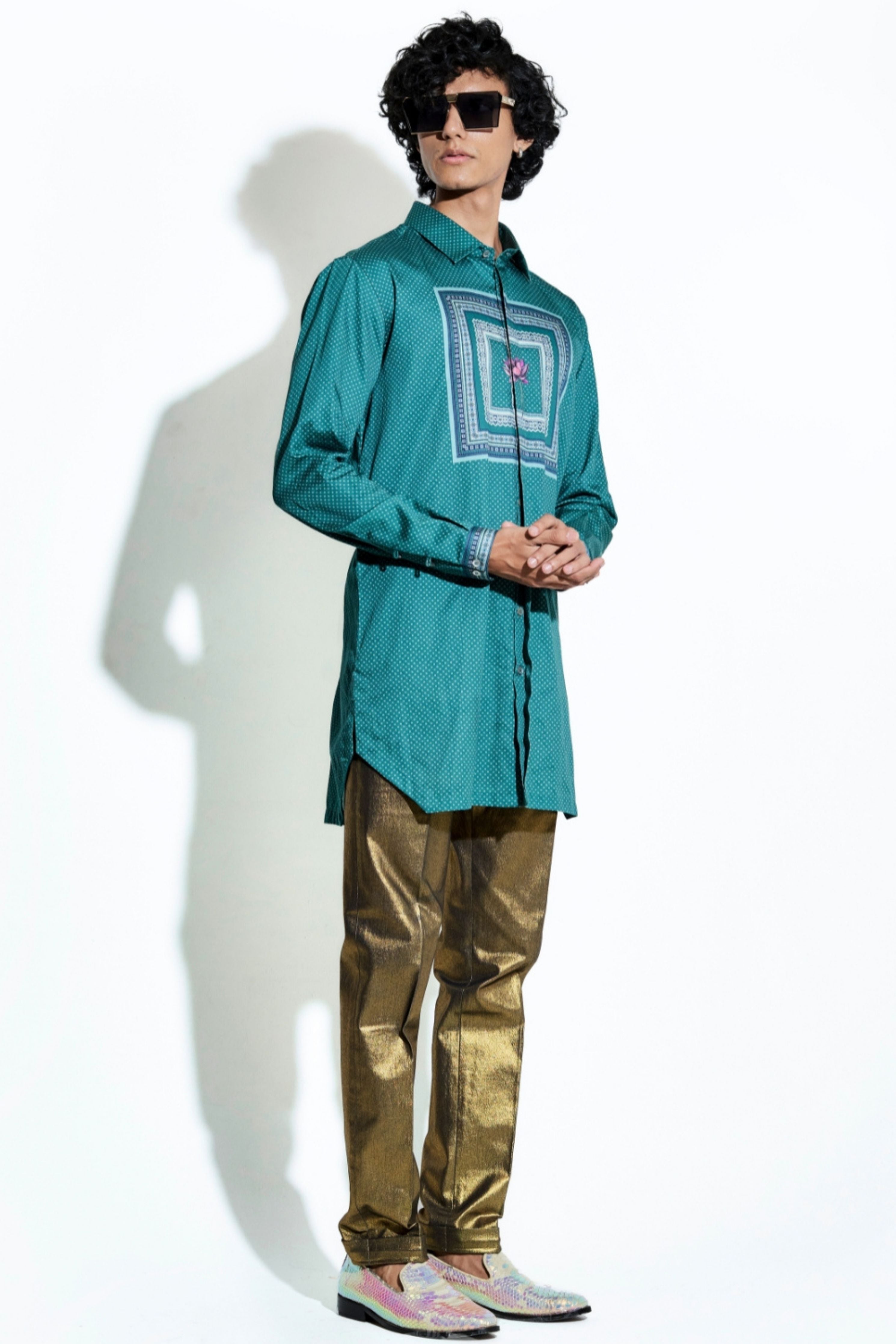 El Loto Printed Satin Shirt